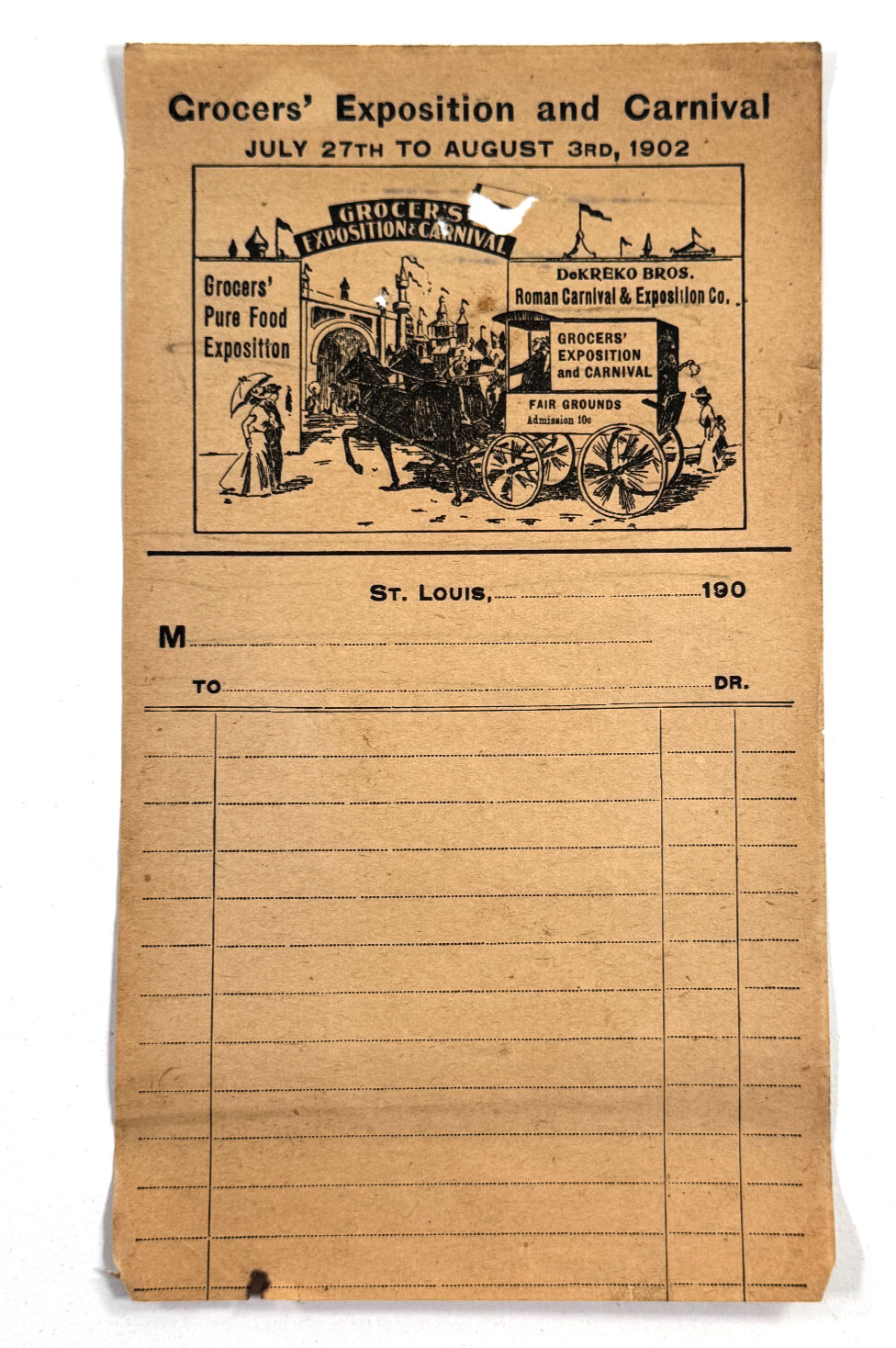 RARE 1902 St Louis MO Grocers Exposition Carnival Advertising Letterhead dekreko