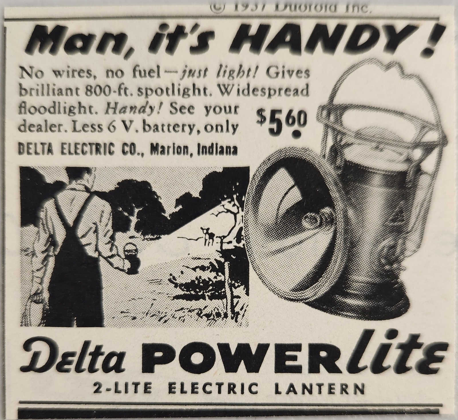1957 Print Ad Delta Power Lite 2-Lite Electric Lanterns Marion,Indiana