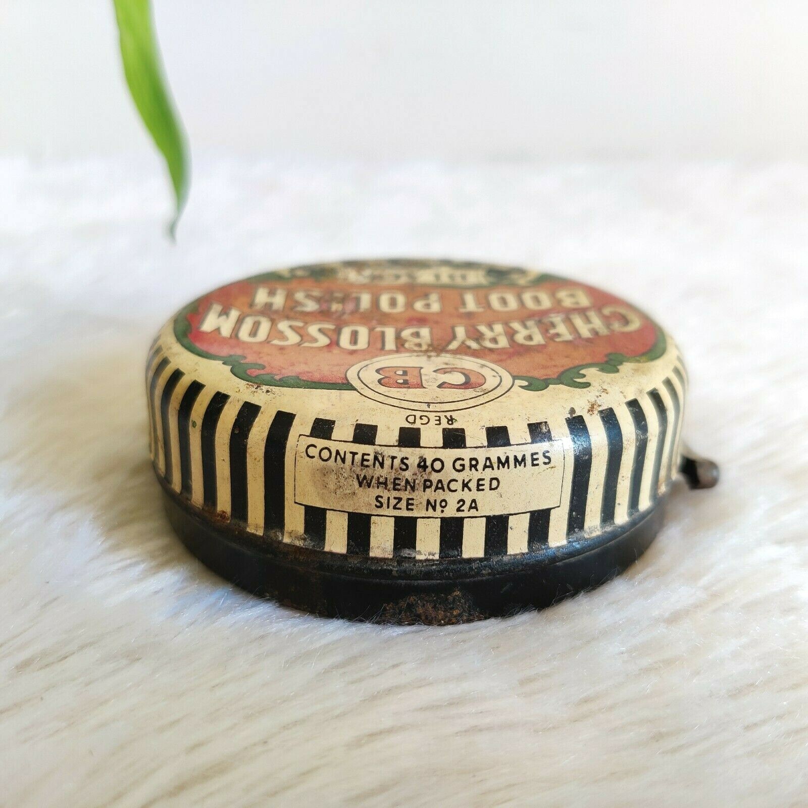 1930 Vintage Reckitt Colman Cherry Blossom Black Boot Polish Adv Tin Box TB389