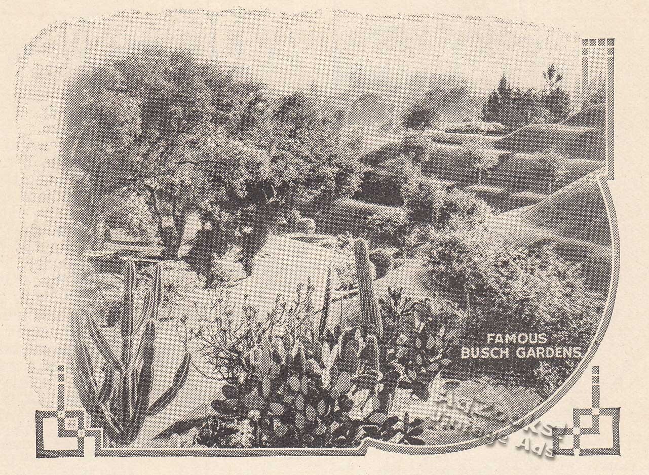 1913 Pacific Electric Railway Print Ad – Original BUSCH GARDENS in Pasadena Pix!
