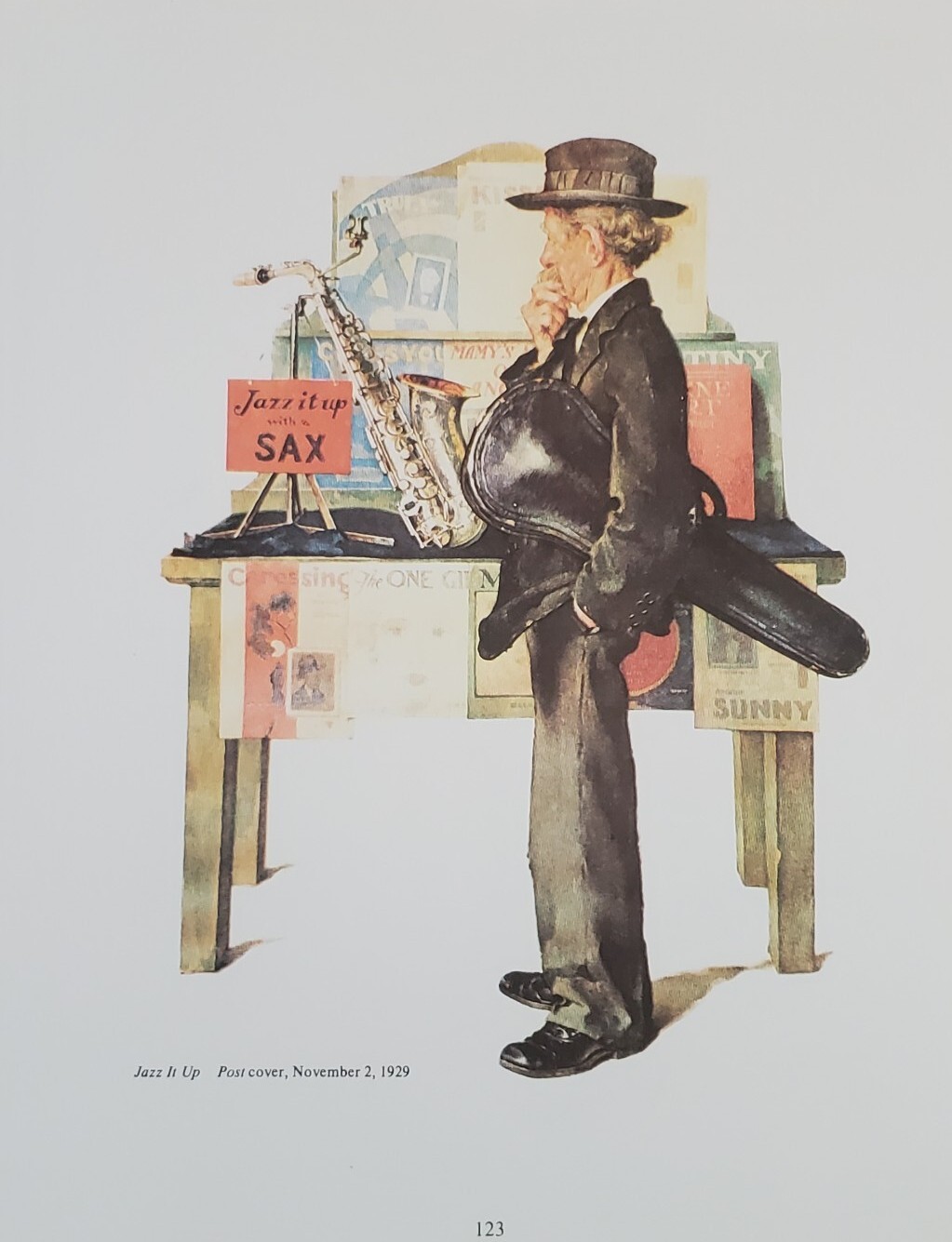 Ad Norman Rockwell Jazz Music Post Cover 1929 @1980 Print Advertisement Art
