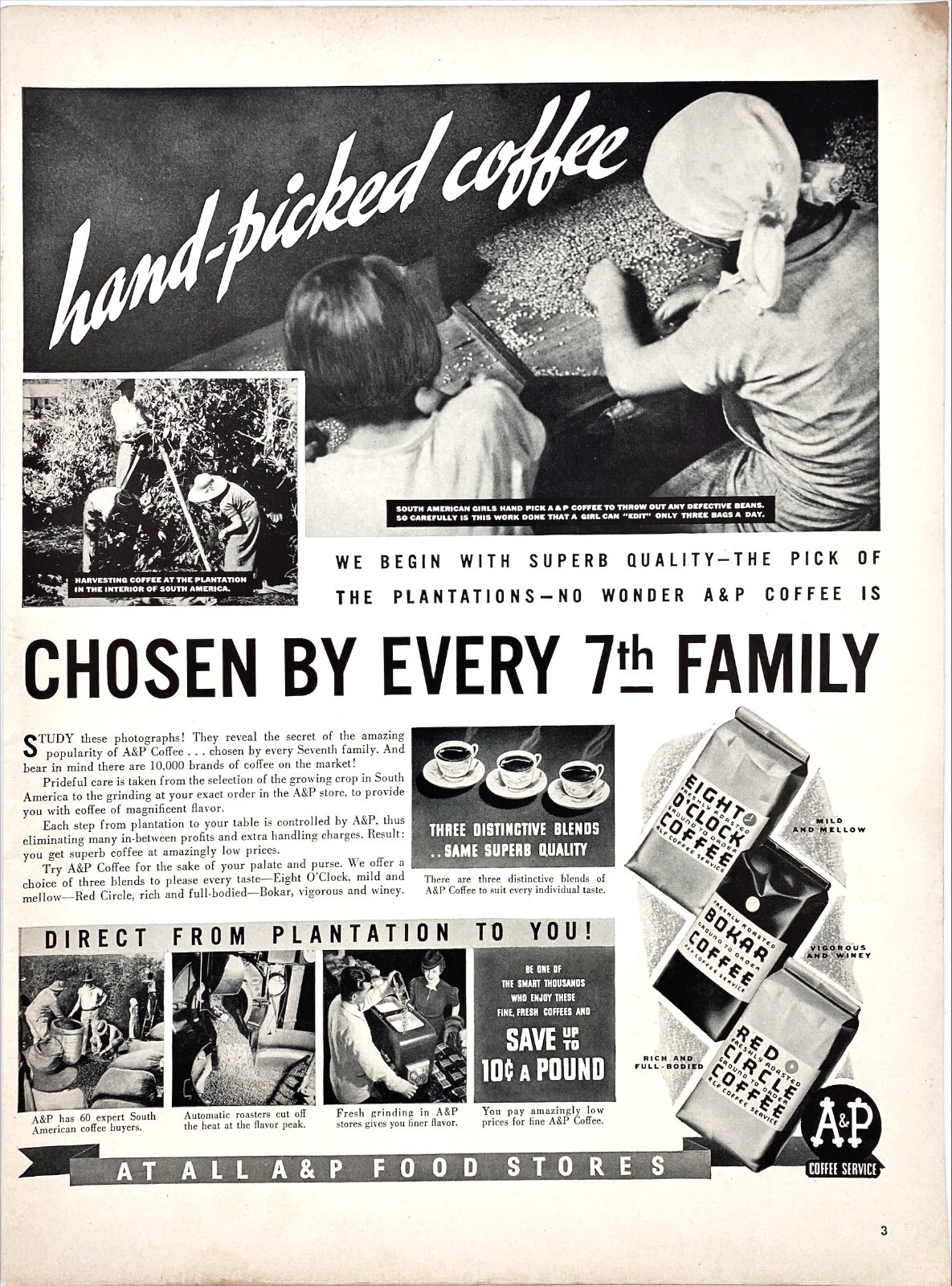Eight O’Clock Coffee Bokar Red Circle Superb Quality Taste Vtg Magazine Print Ad