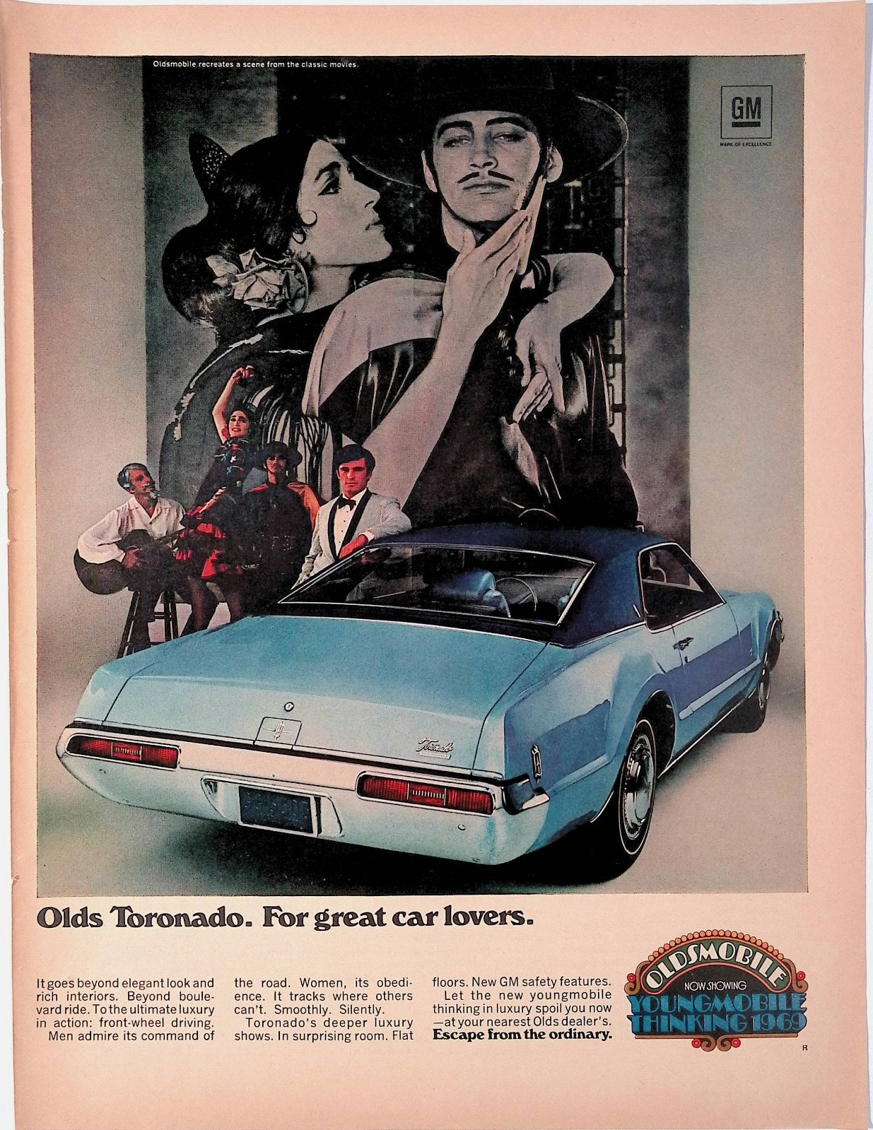 1969 Old Tornado Oldsmobile for Great Car Lovers Vintage Print Ad Life Feb 28