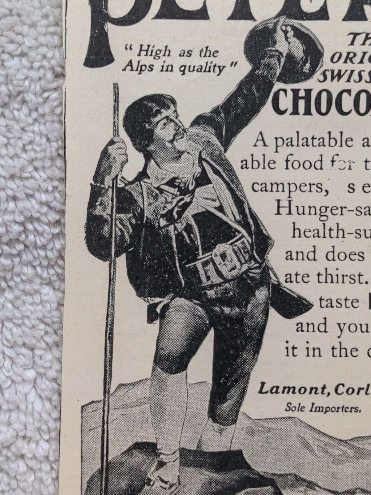Peter’s Swiss Milk Chocolate Alps New York Victorian Print Ad 1906 1900s D1