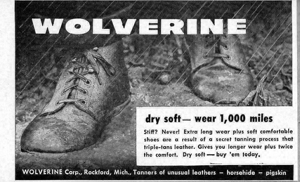 1958 Print Ad Wolverine Triple Tanned Leather Boots Shoes Rockford,MI