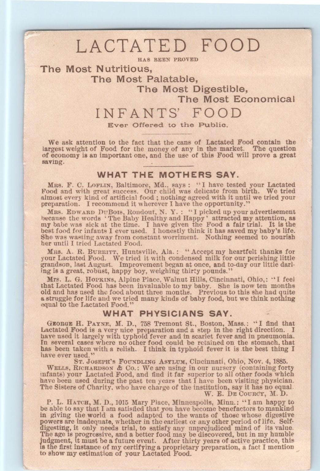 Victorian Wells Richardson Lactated Food Baby Trade Card Eli Phelps Druggist