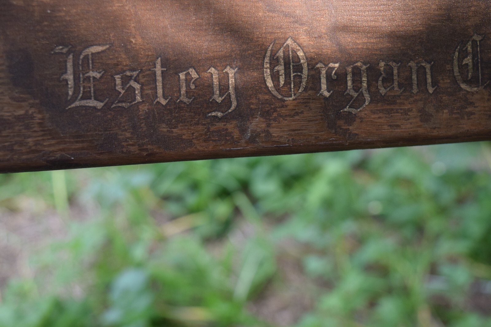 1886 ESTEY ORGAN CO BALTIMORE MARYLAND USA NAMEPLATE SIGN 5 OCTAVE PUMP REED OLD