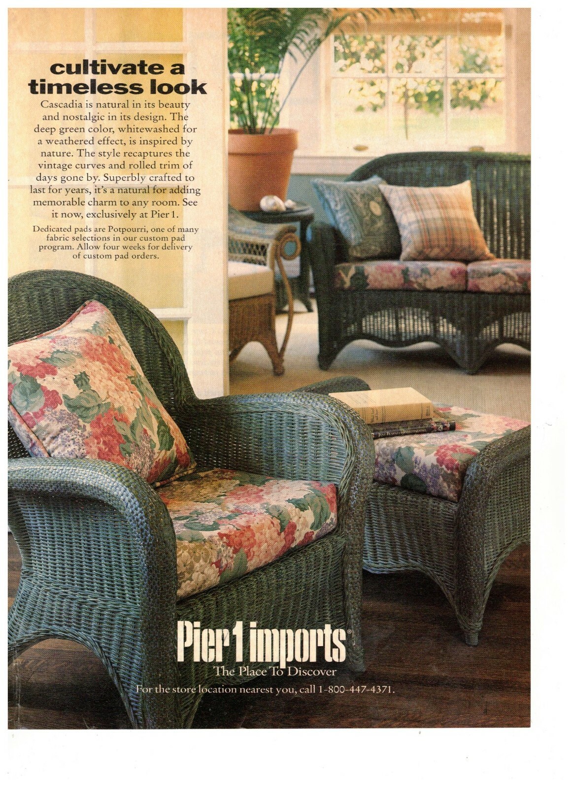 Pier1 Imports Cascadia Cultivate a Timeless Look Vintage 1993 Print Ad