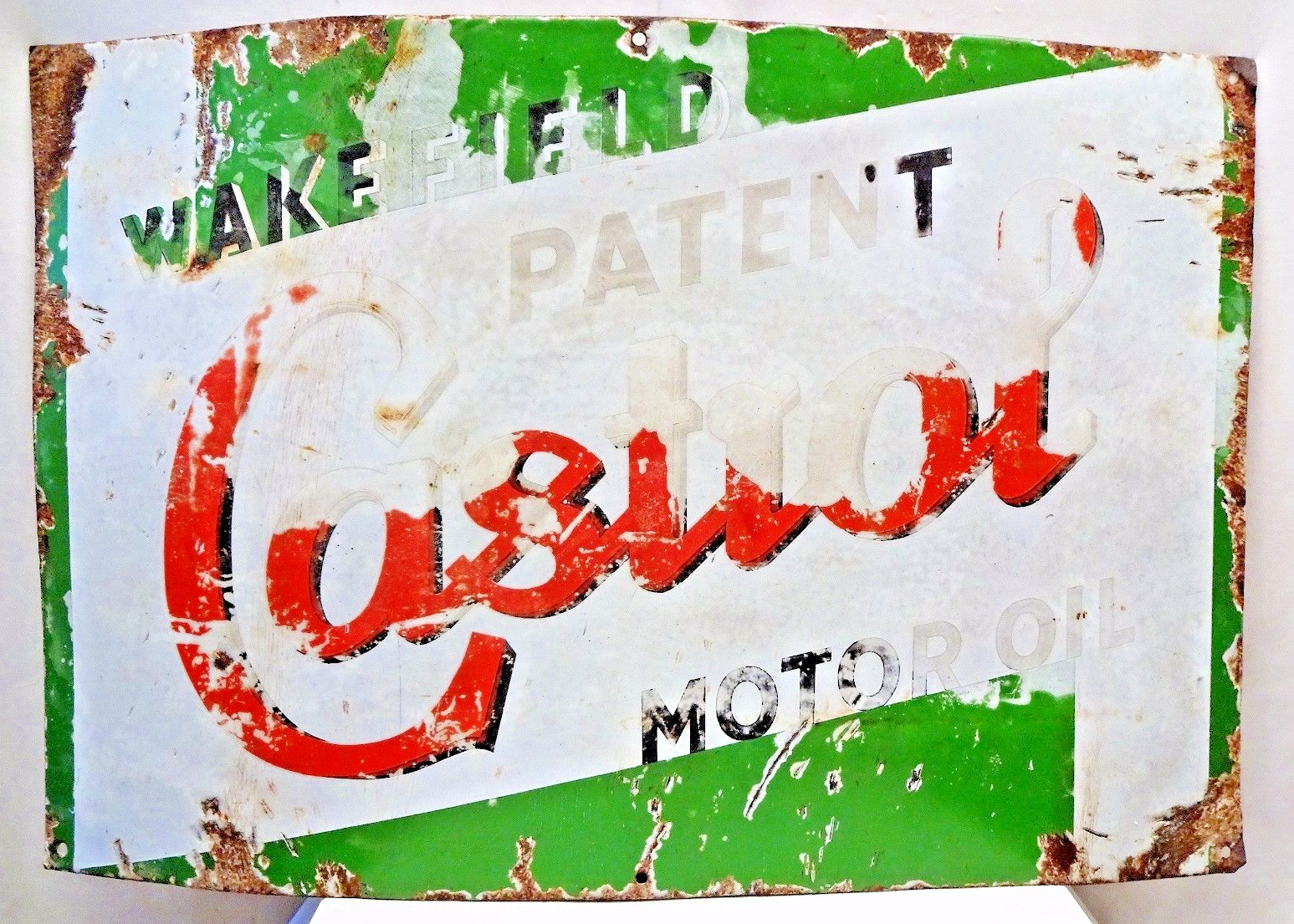 Vintage Wakefield Castrol Motor Oil Porcelain Enamel Sign 30×20″ Garage Petrol