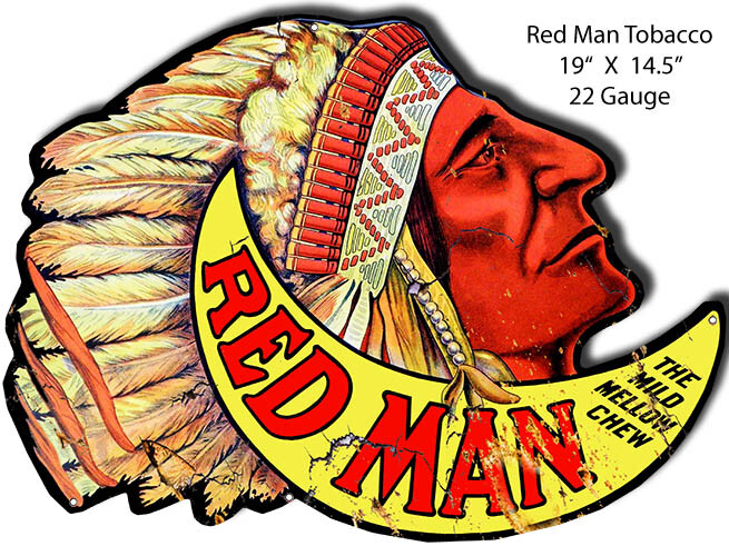 Vintage Style Metal Sign Red Man Tobacco 19 x14.5