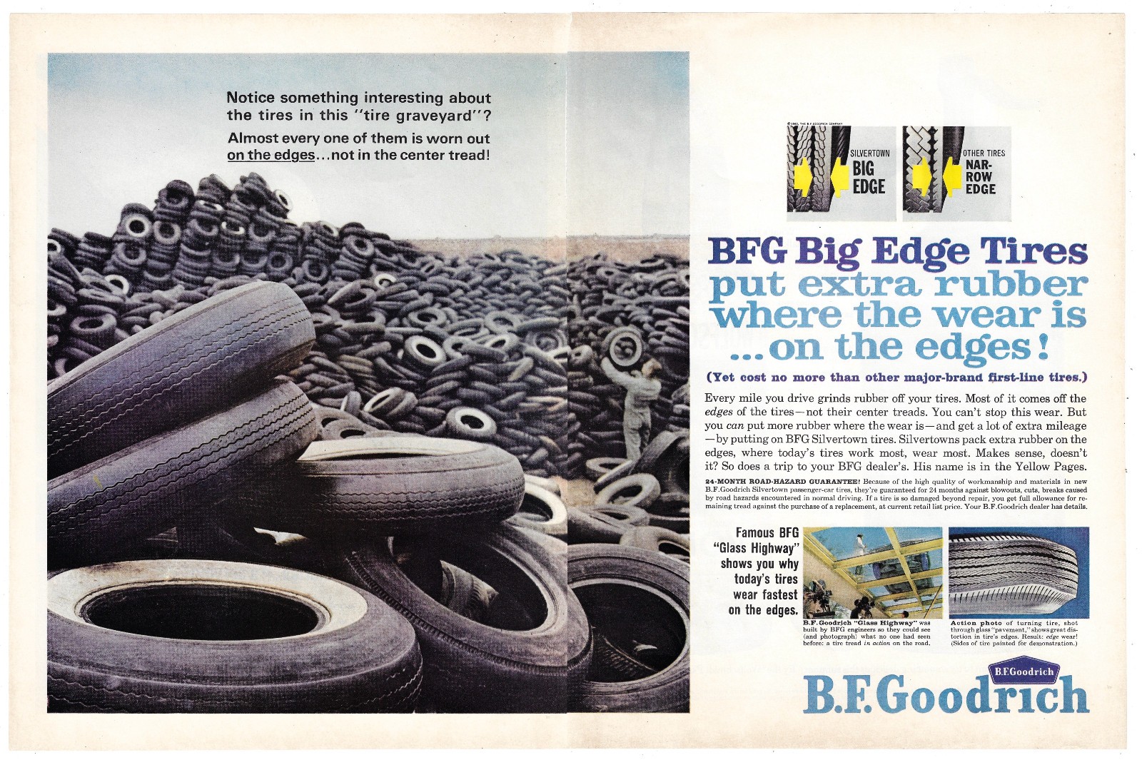 BF Goodrich Tires Vintage Ad 1960s Mid Century Modern Garage Wall Art 1962