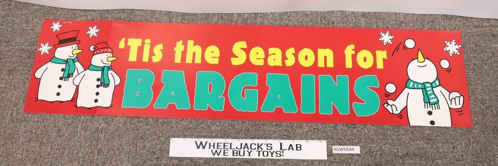 Tis the Season for Bargains Display Sign Christmas Store Display Vintage 34 x 8