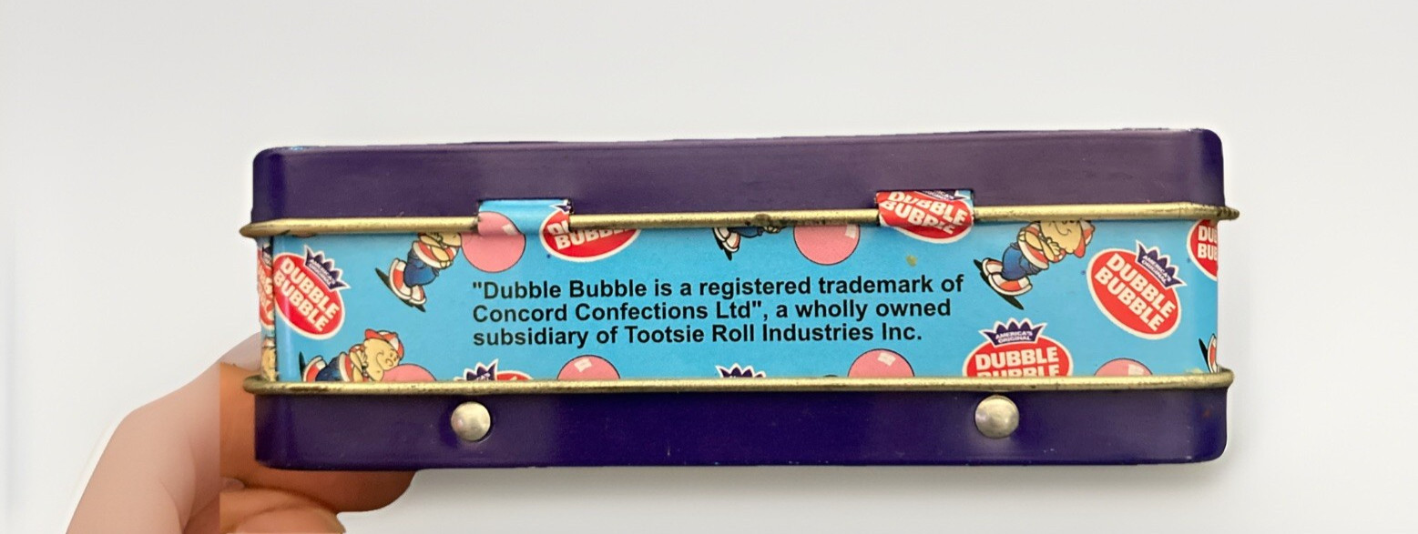 Collectible Dubble Bubble Gum Mini Lunch Box Tin Gold Interior
