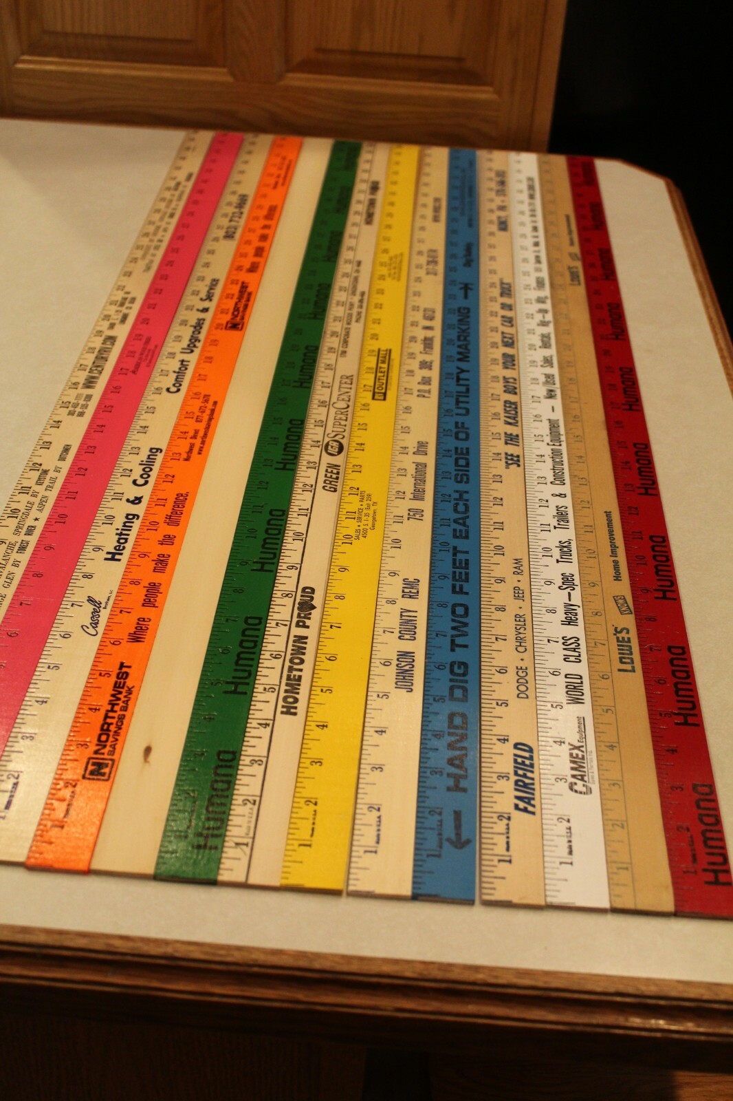 14 Yardstick Wood Wooden Ruler Lot Advertising Sign Color Art Craft Hobby