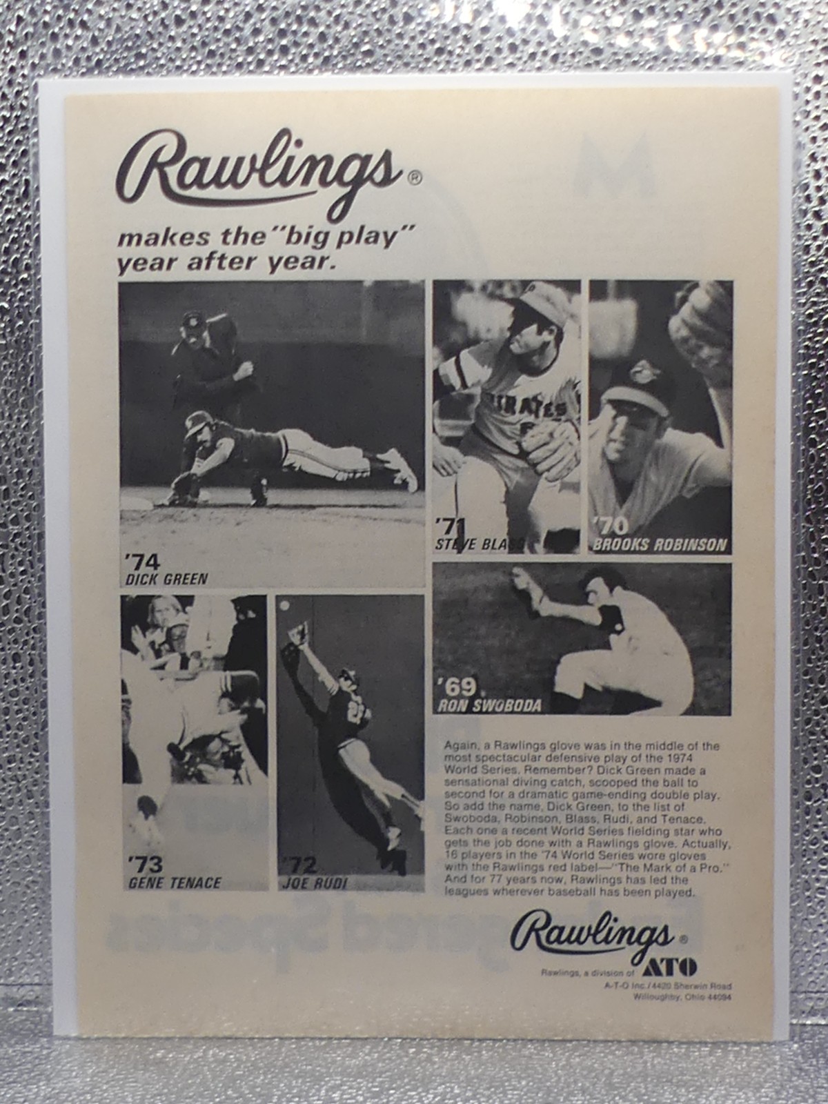 Vintage Rawlings Baseball Glove World Series 1975 Print Advertising Full Page Ad
