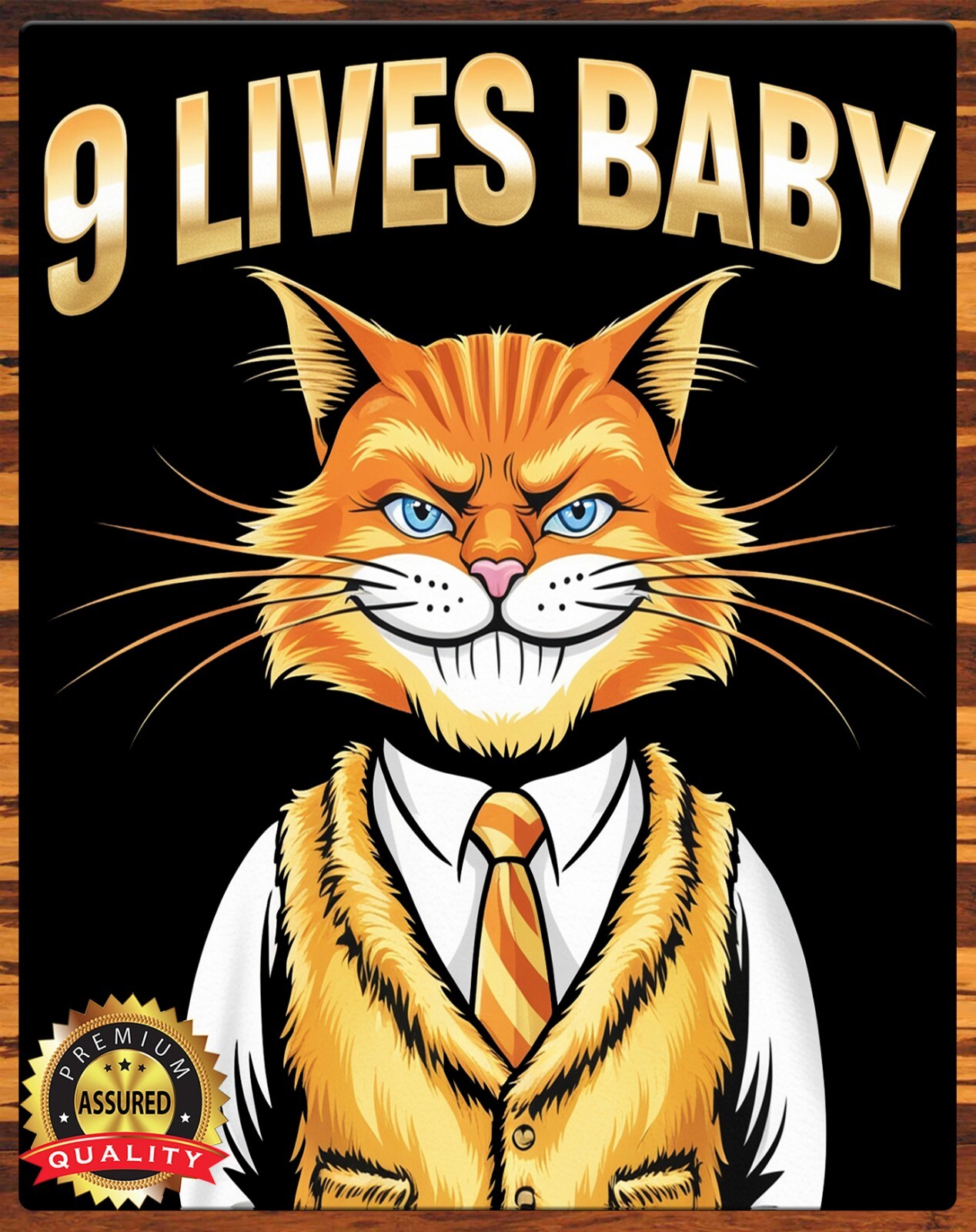9 Lives Baby – Hilarious Cat Quote Metal Sign – 11×14 Retro Decor