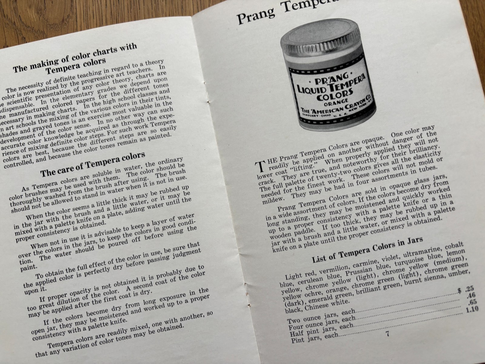 1922 ADV INSTRUCTION BOOKLET PRANG TEMPERA COLORS AMERICAN CRAYON ARTS & CRAFTS