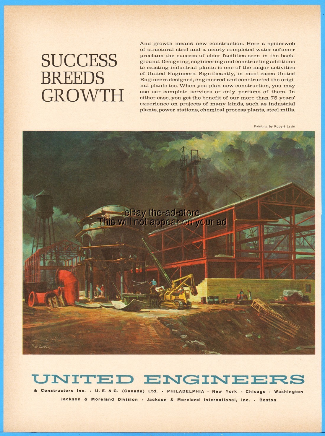 1964 United Engineers & Constructors Water Softener Plant Robert Lavin Art Ad