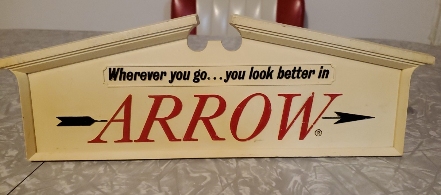 Vintage Arrow Shirt Plastic Sign Store Display ADVERTISING