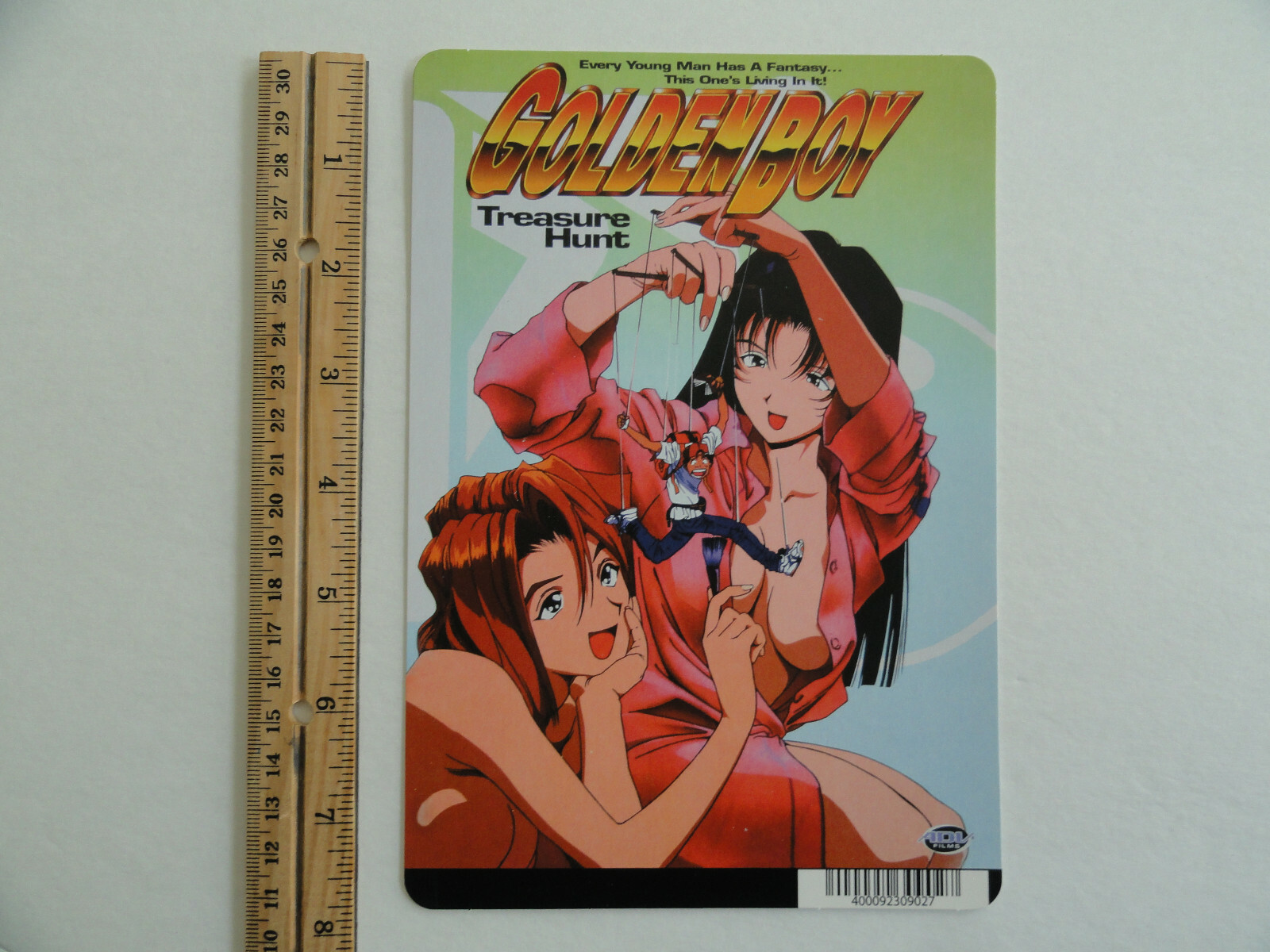 GOLDEN BOY TREASURE HUNT – BLOCKBUSTER VIDEO SHELF BACKER CARD 5″X8″ – NO MOVIE