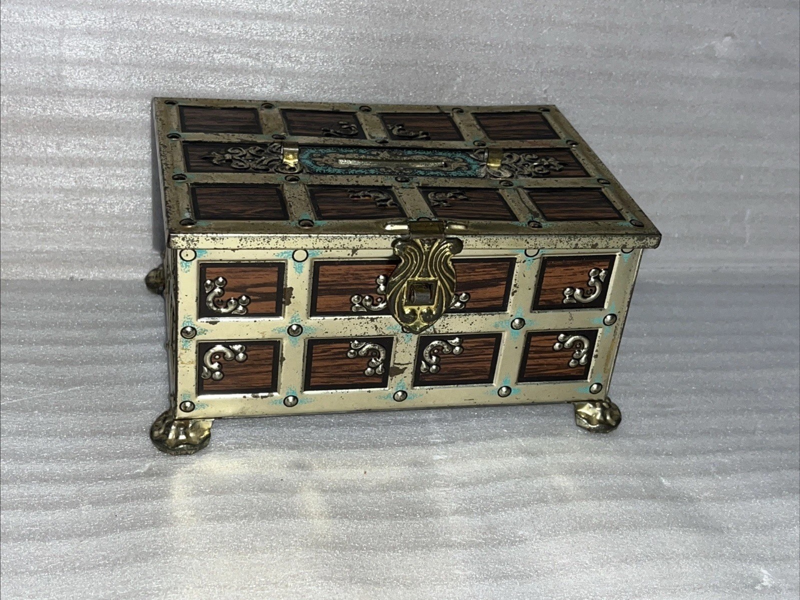 Vintage Metal Blue Bird Confectionery Bank Tin