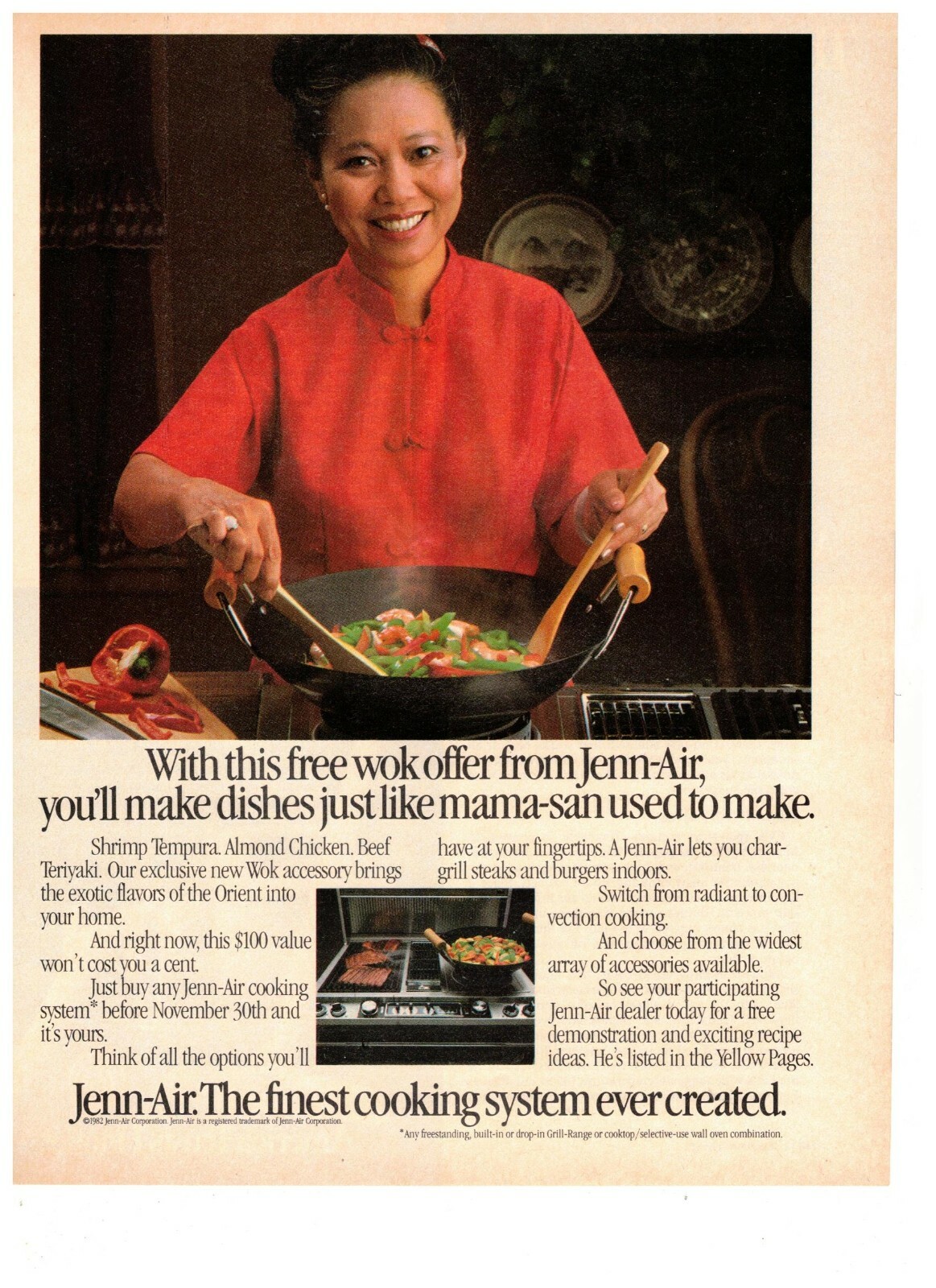 Jenn Air Free Wok Offer Stovetop Oven Range Vintage 1993 Print Ad