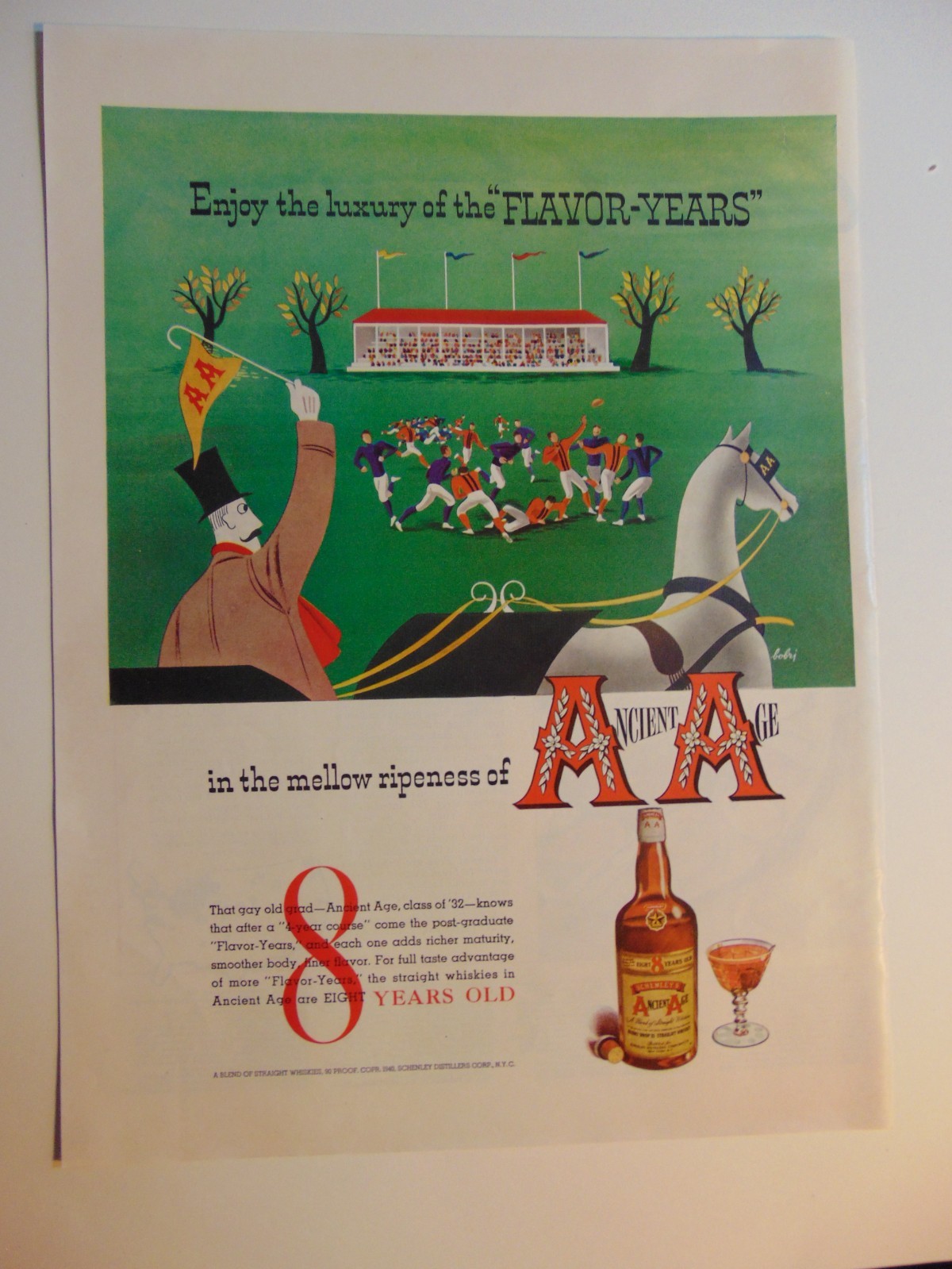 1940 ANCIENT AGE Straight Whiskey print ad