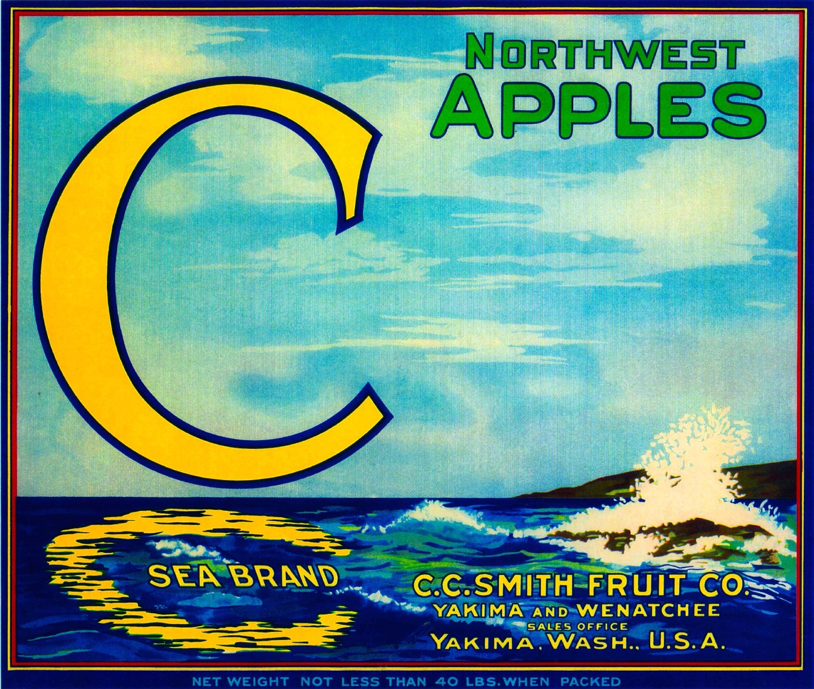 Yakima Washington C Sea Brand Apples Apple Fruit Crate Box Label Art Print