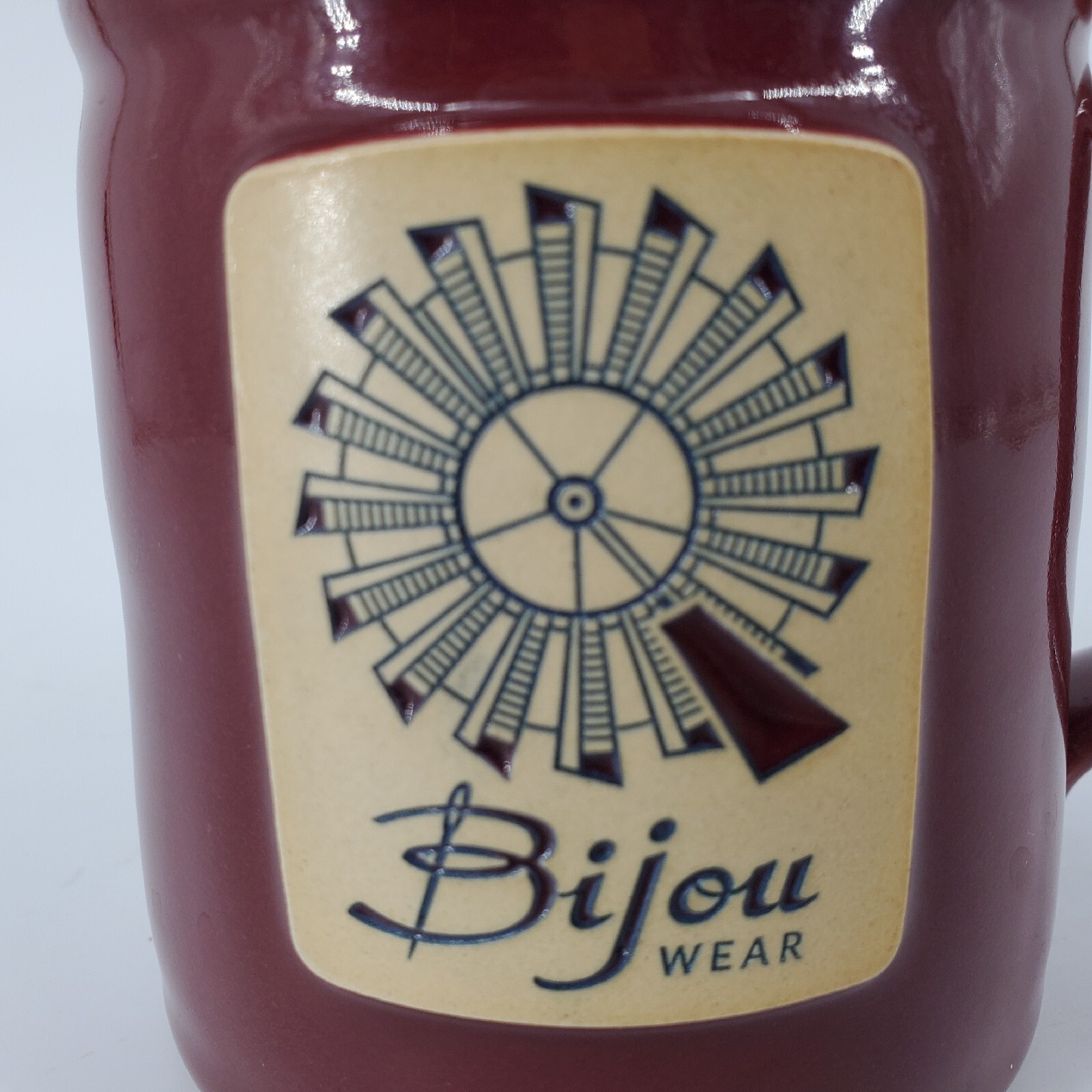 Deneen Bijou Wear Maroon Dark Red Handthrown Mug Windmill 2017