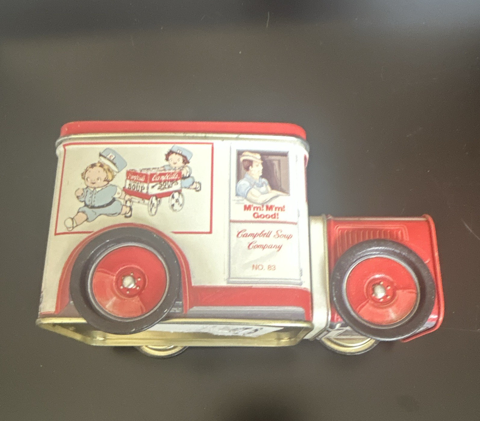 Campbell Soup Company Red/White Mm! Mm! Good! Tin Delivery Truck w/ Lid