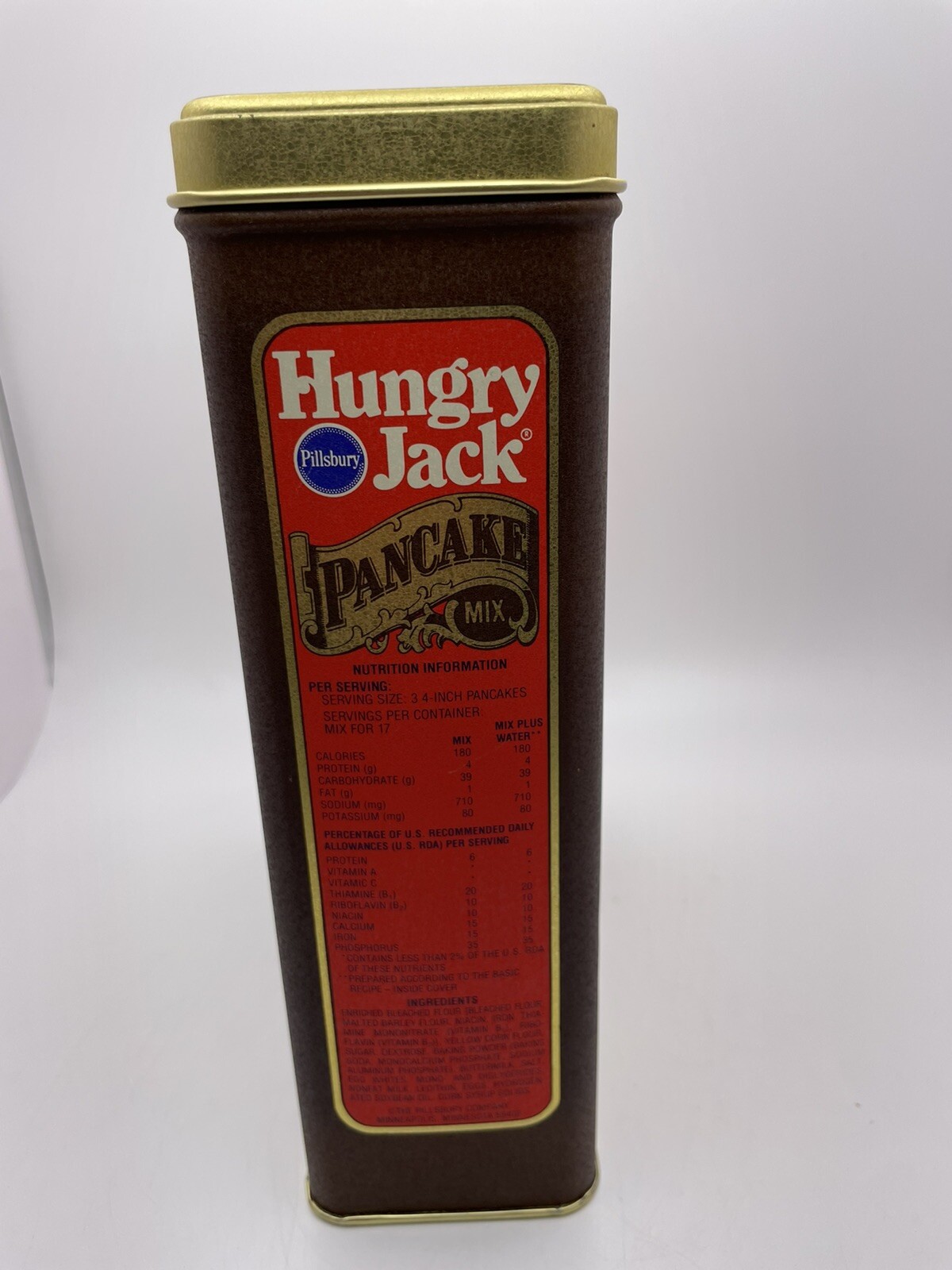 Vintage Pillsbury Hungry Jack PanCake Mix(Empty) Tin Box