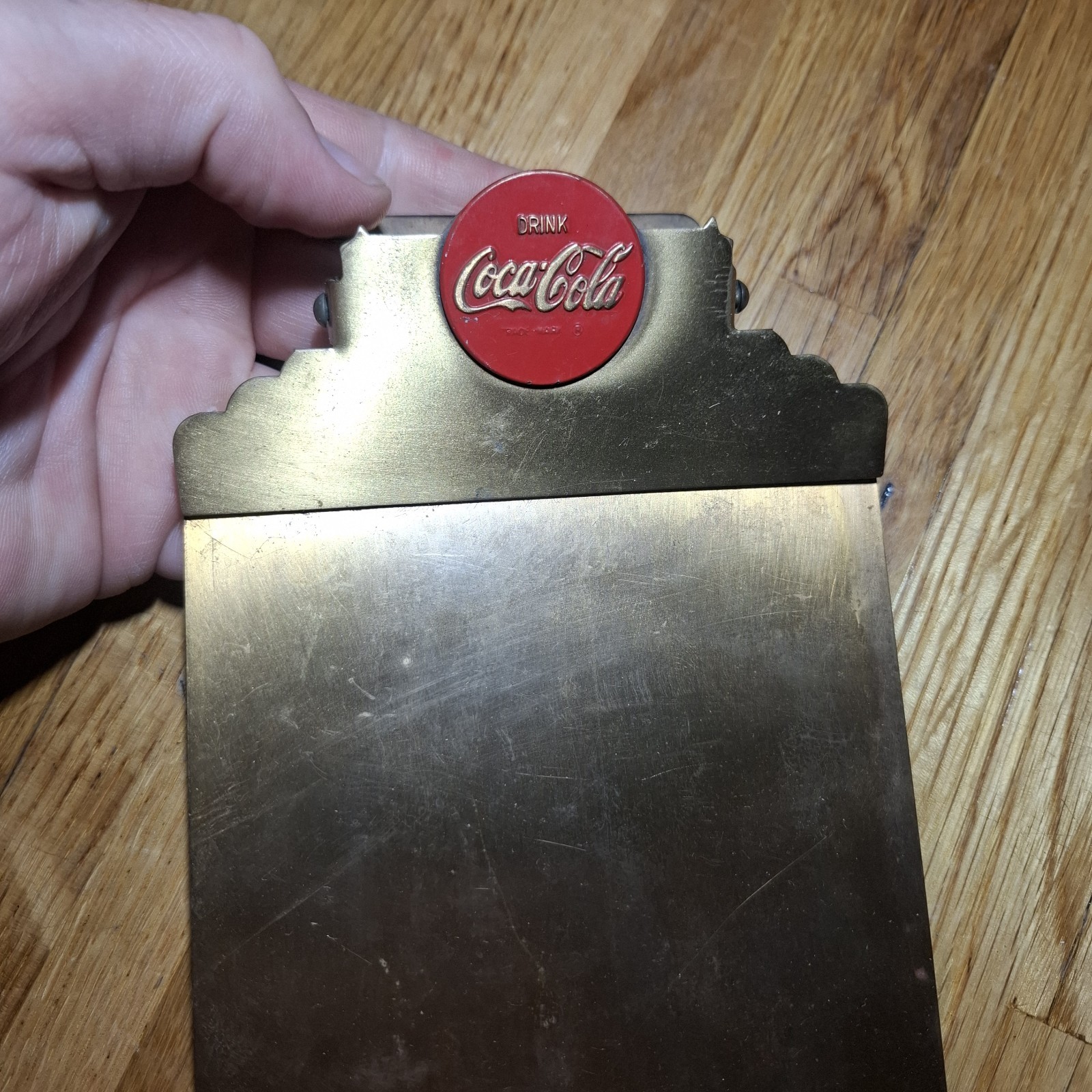 Very rare Vintage Solid Brass coca-Cola Advertising Paper Clipboard