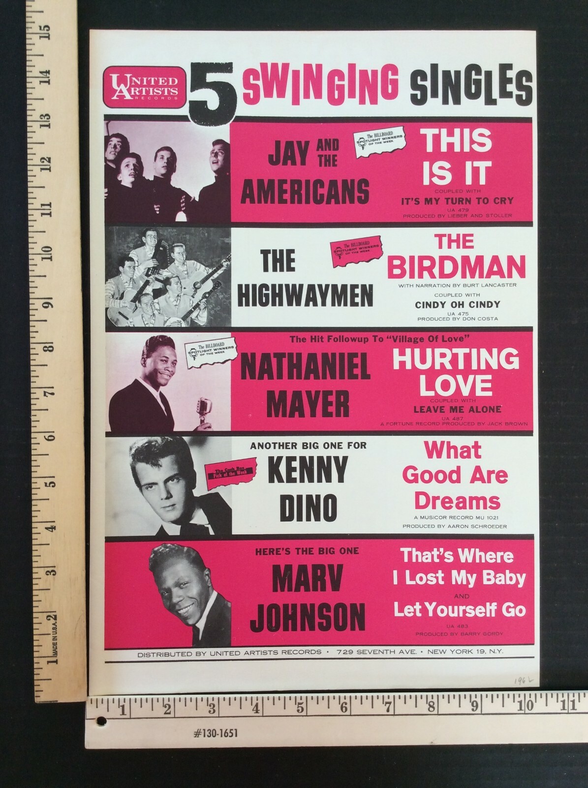 Rare Original VTG 1962 Jay & the Americans UA Poster Style Music Ad Art Print
