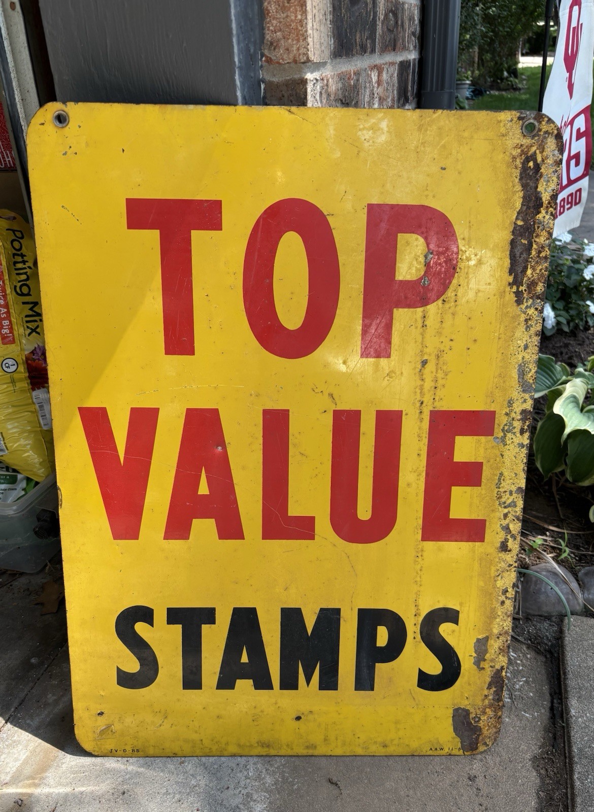 Top Value Stamps Double Sided Metal Sign. Vintage Original Advertising 28×20