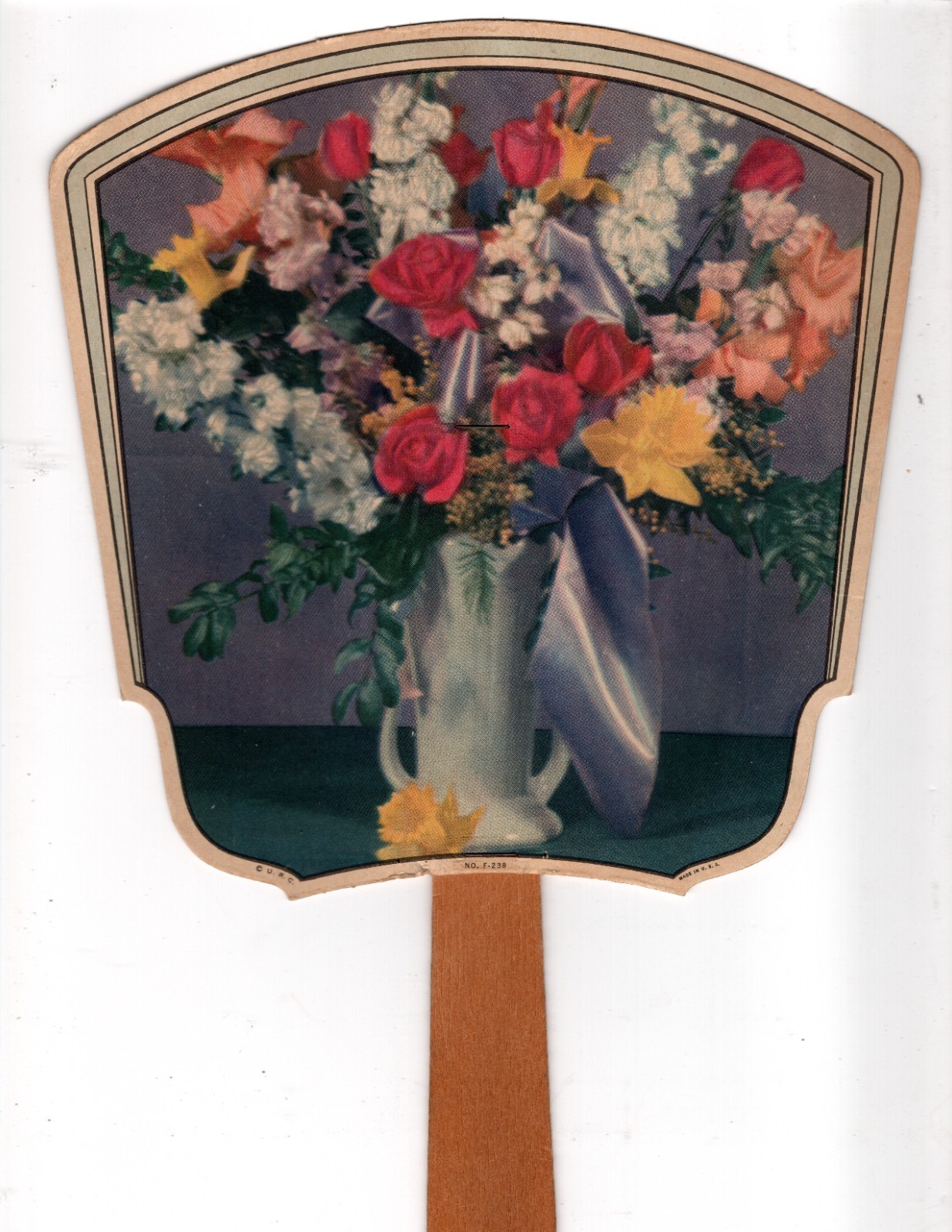 Vintage Advertising Cardboard Hand Held Paddle Fan Wilsons Flower Shop