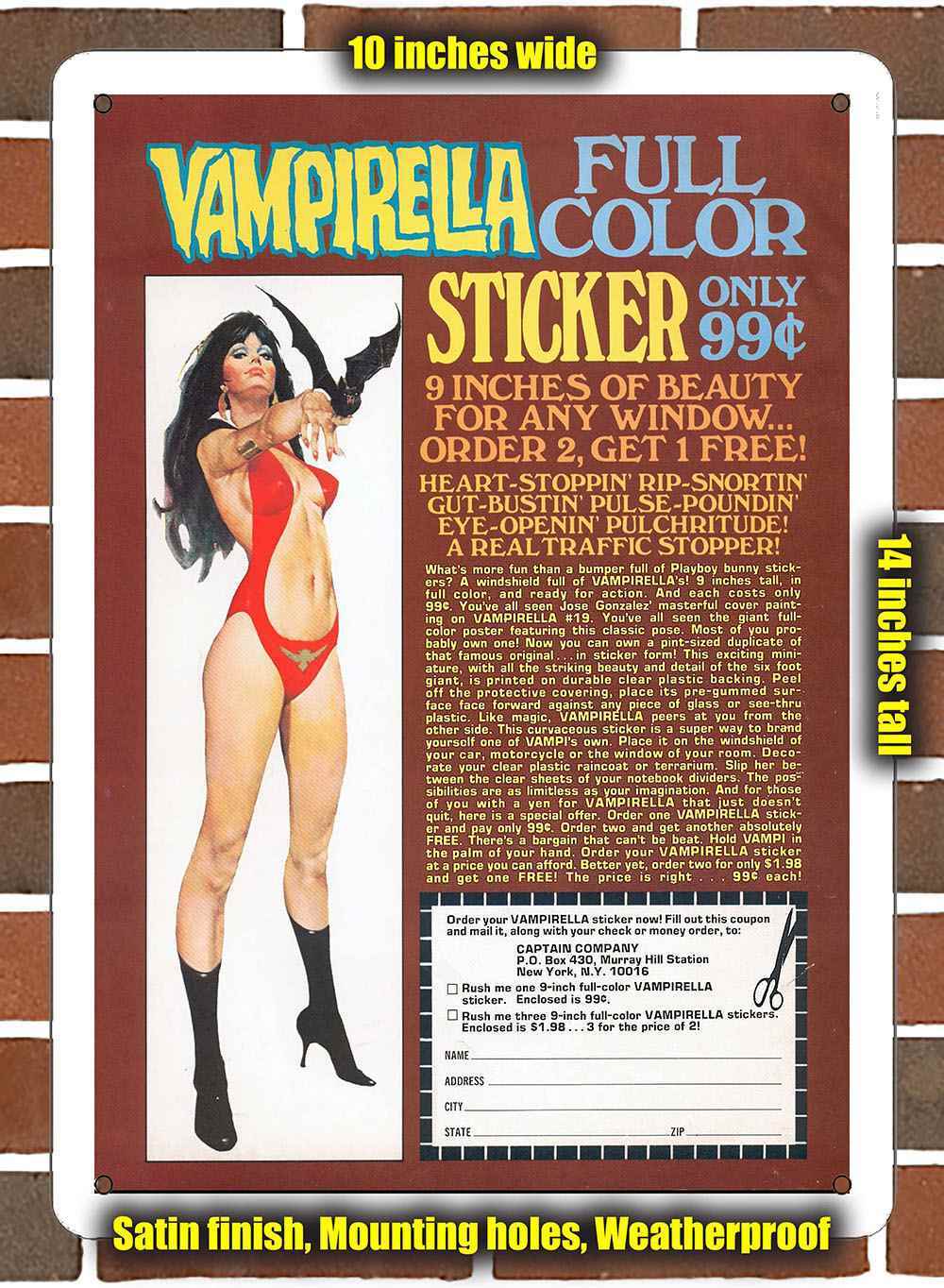 Metal Sign – 1975 Vampirella Sticker- 10×14 inches