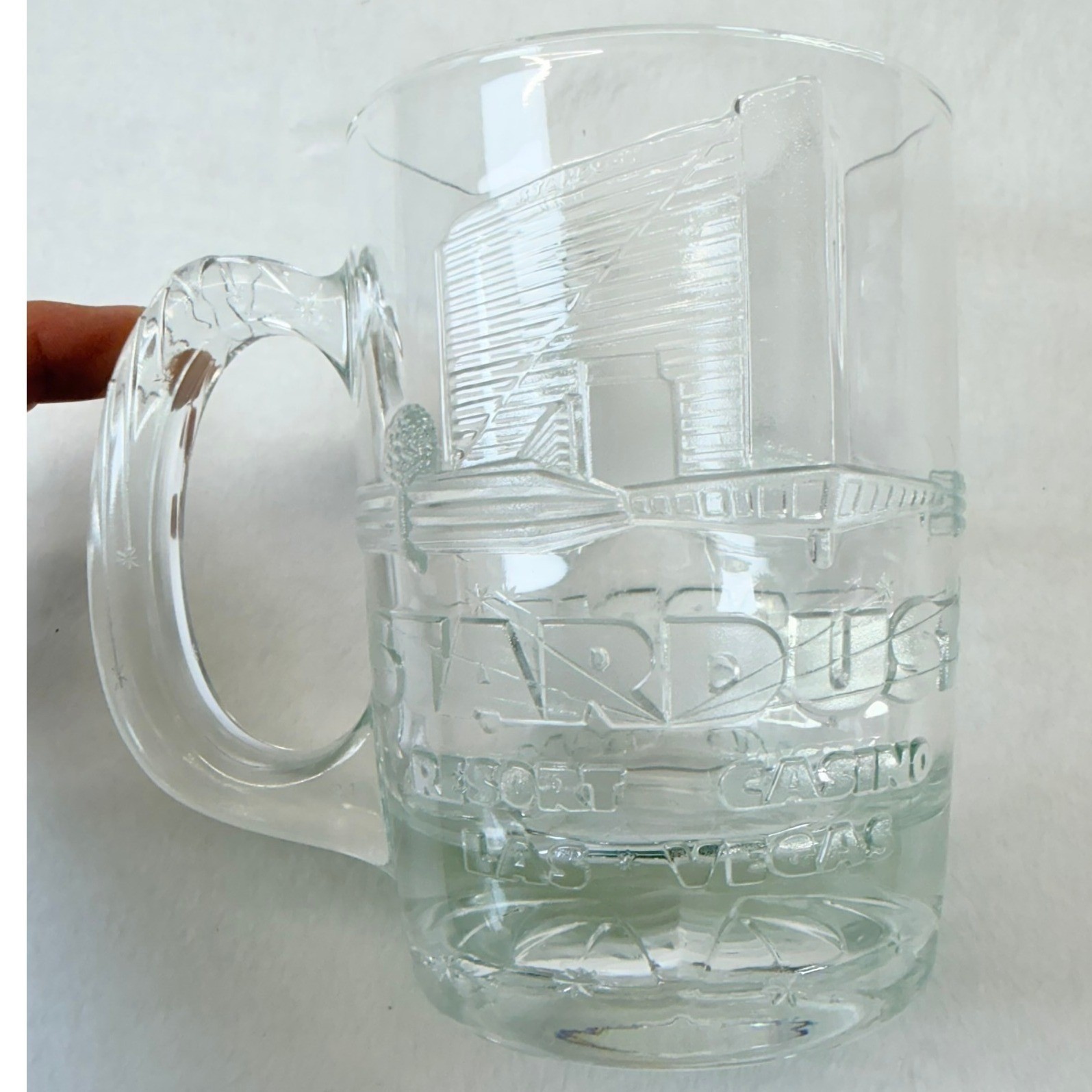Stardust Resort Casino Clear Glass Mug Las Vegas Souvenir Collectible
