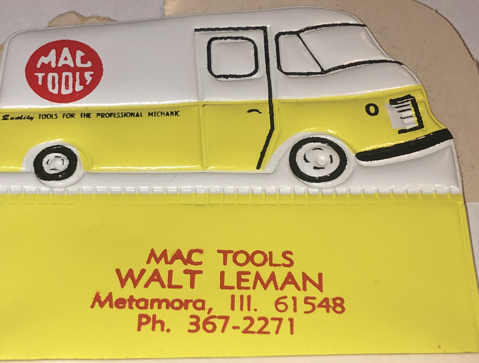 Mac Tools Puffy Vinyl Top Delivery Truck Mini Calendar Walt Leman Ill. NOS 1974