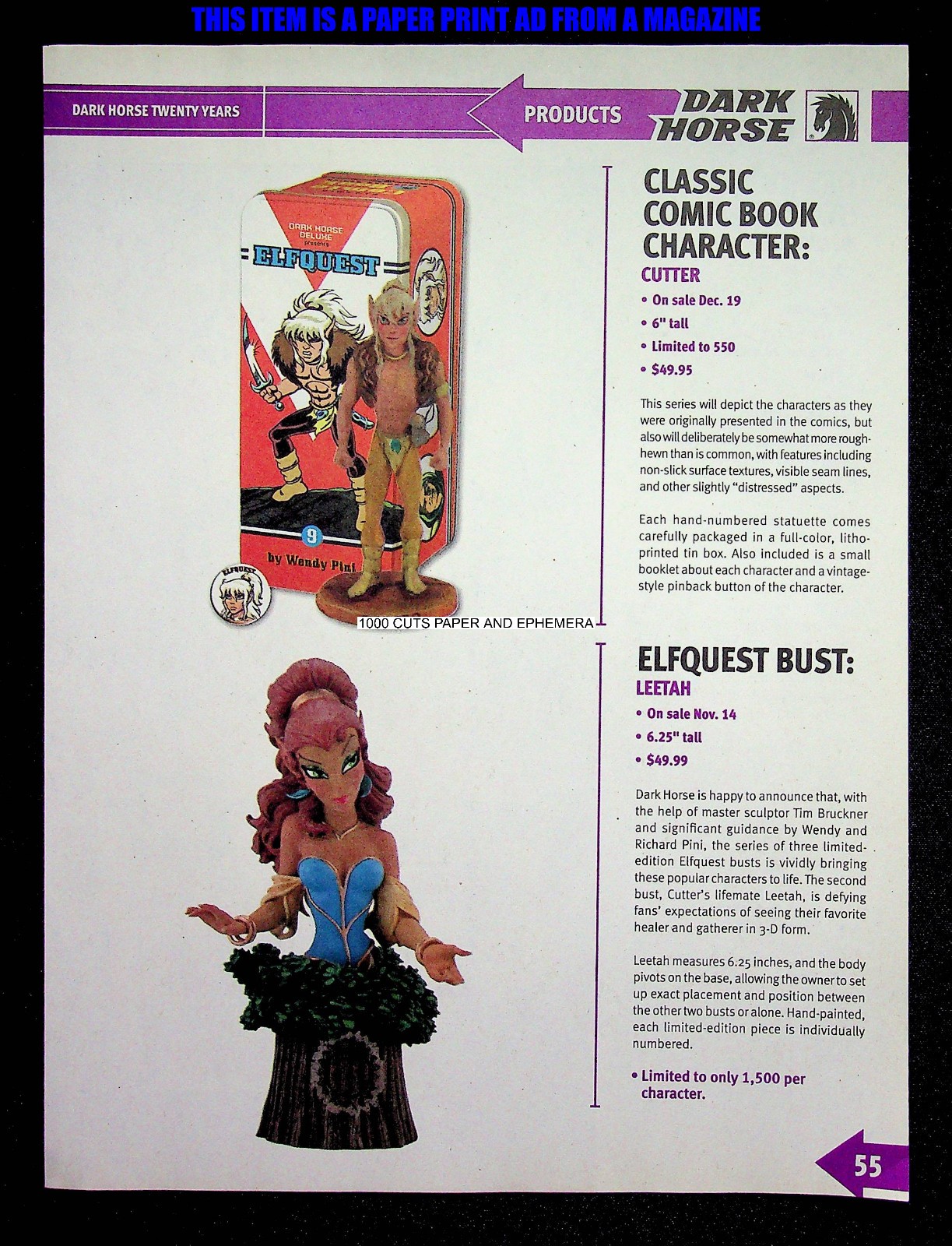 Elfquest Statue Bust Dark Horse Comics 2007 Print Magazine Ad Poster ADVERT