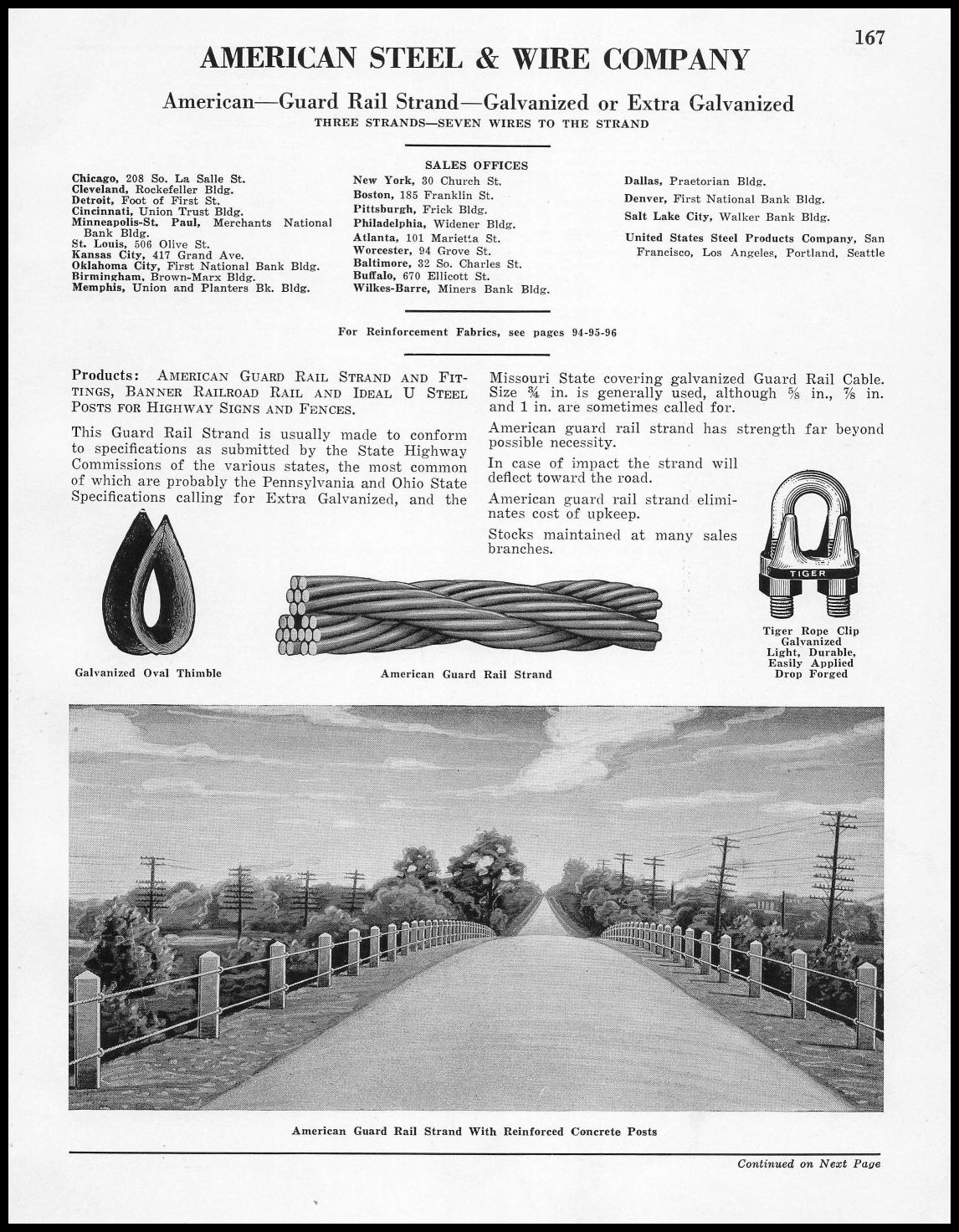 1927 American Steel & Wire Company Photo Galvanized Guard Rail Strand Print Ad