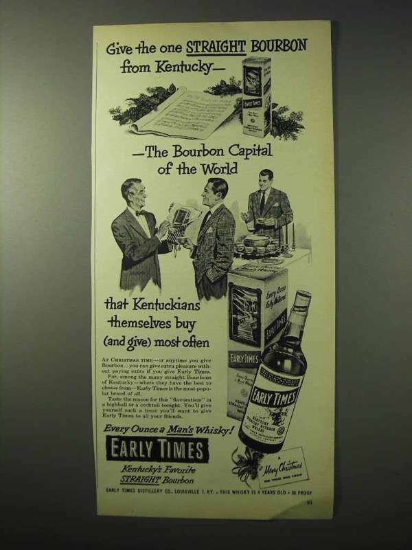 1950 Early Times Bourbon Whisky Ad – One Straight
