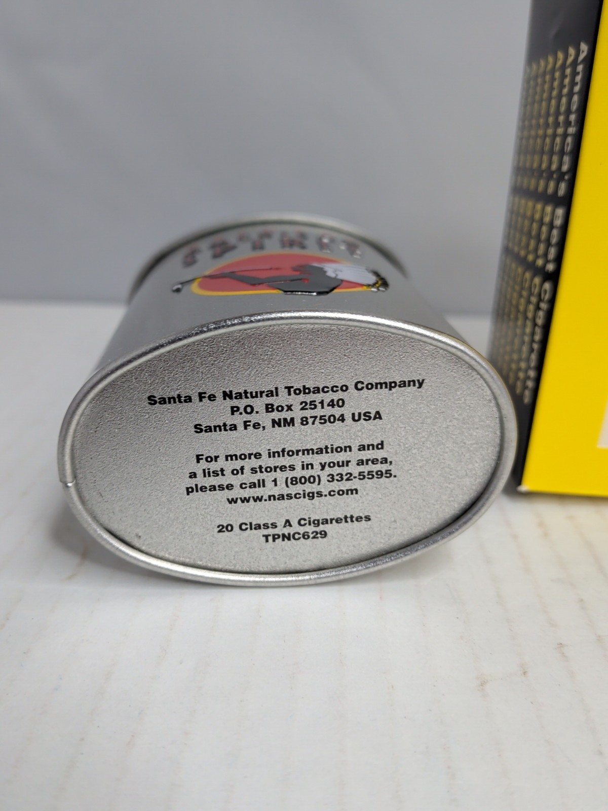 Natural American Spirit Cigarettes Empty Oval Silver Tin Tobacco Collectible D2
