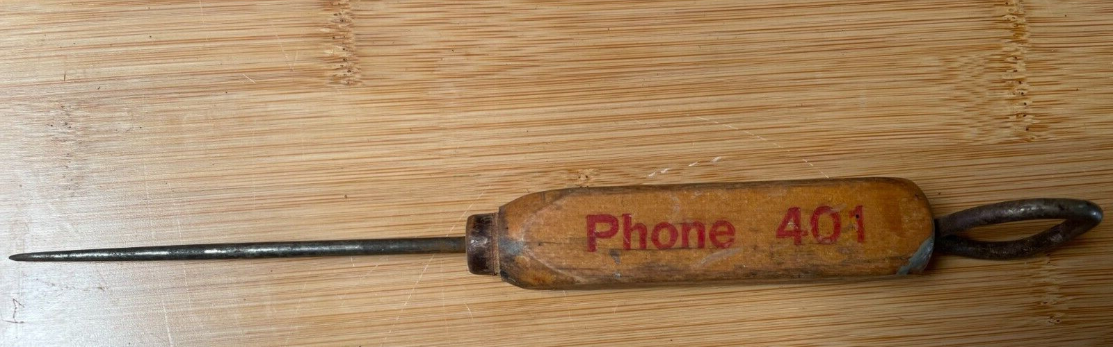 VINTAGE ICE PICK “CUTRO`S PEERLESS” Ice Co. Phone 401 w/Bottle Opener