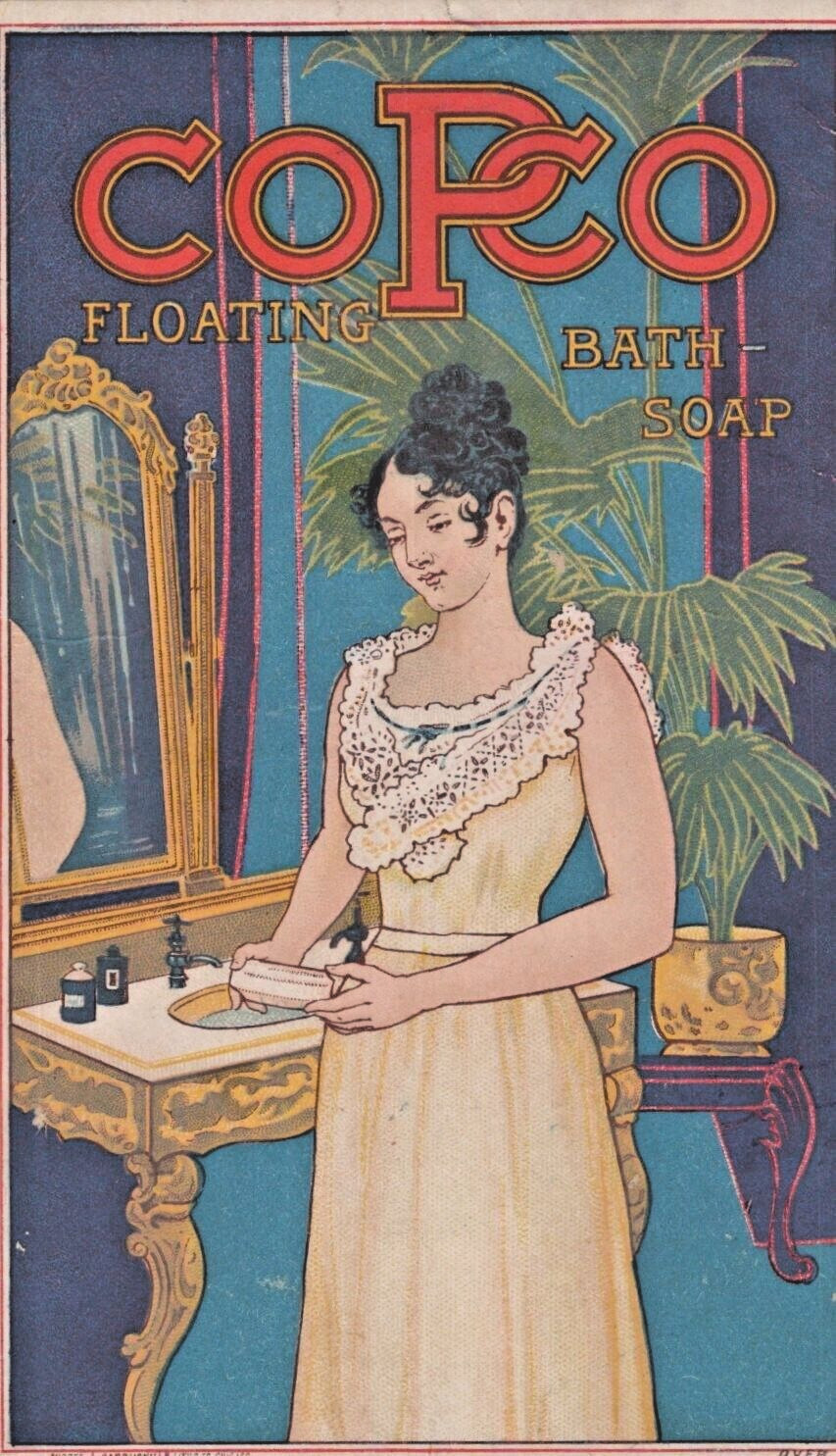 Copco Floating Bath Soap Antique Victorian Trade Card 1890 M3L