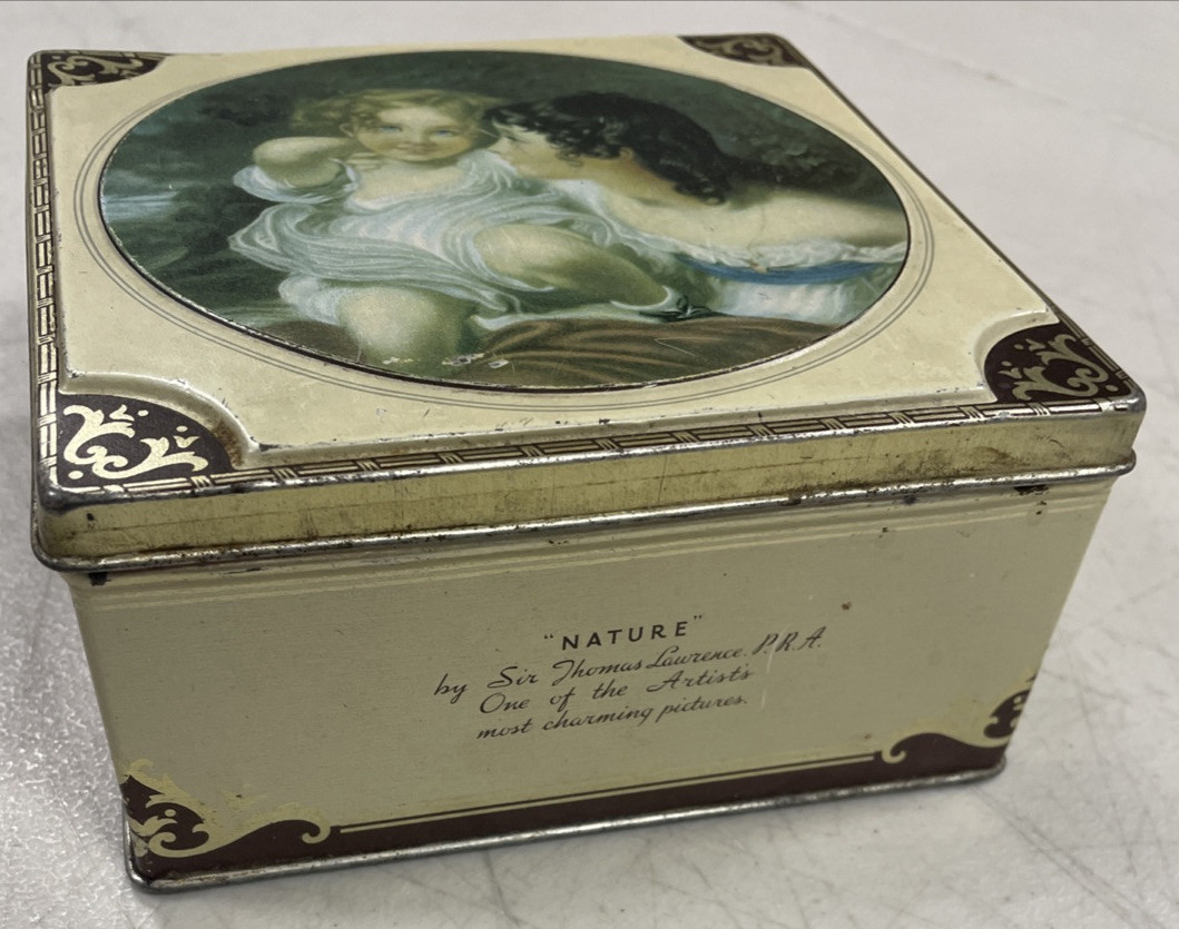 Vntg Hinged Lid Tin Nature By Sir Thomas Lawrence Thornes Toffee 5 ½” x 5 ½”
