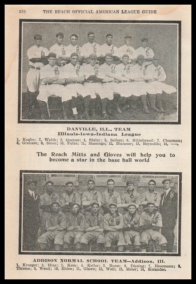 1912 Addison Illinois Normal School Baseball Team Photo & Player Names Print Ad