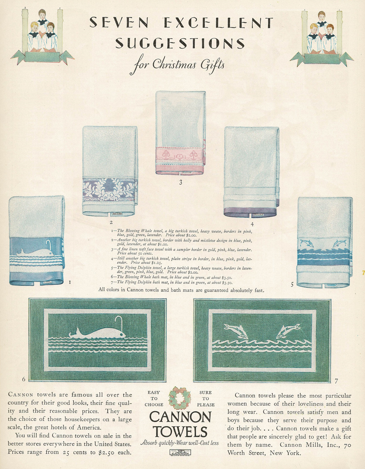 1920s Vintage Bathroom Decor Cannon Bath Towels Color Art Deco Print Ad LARGE
