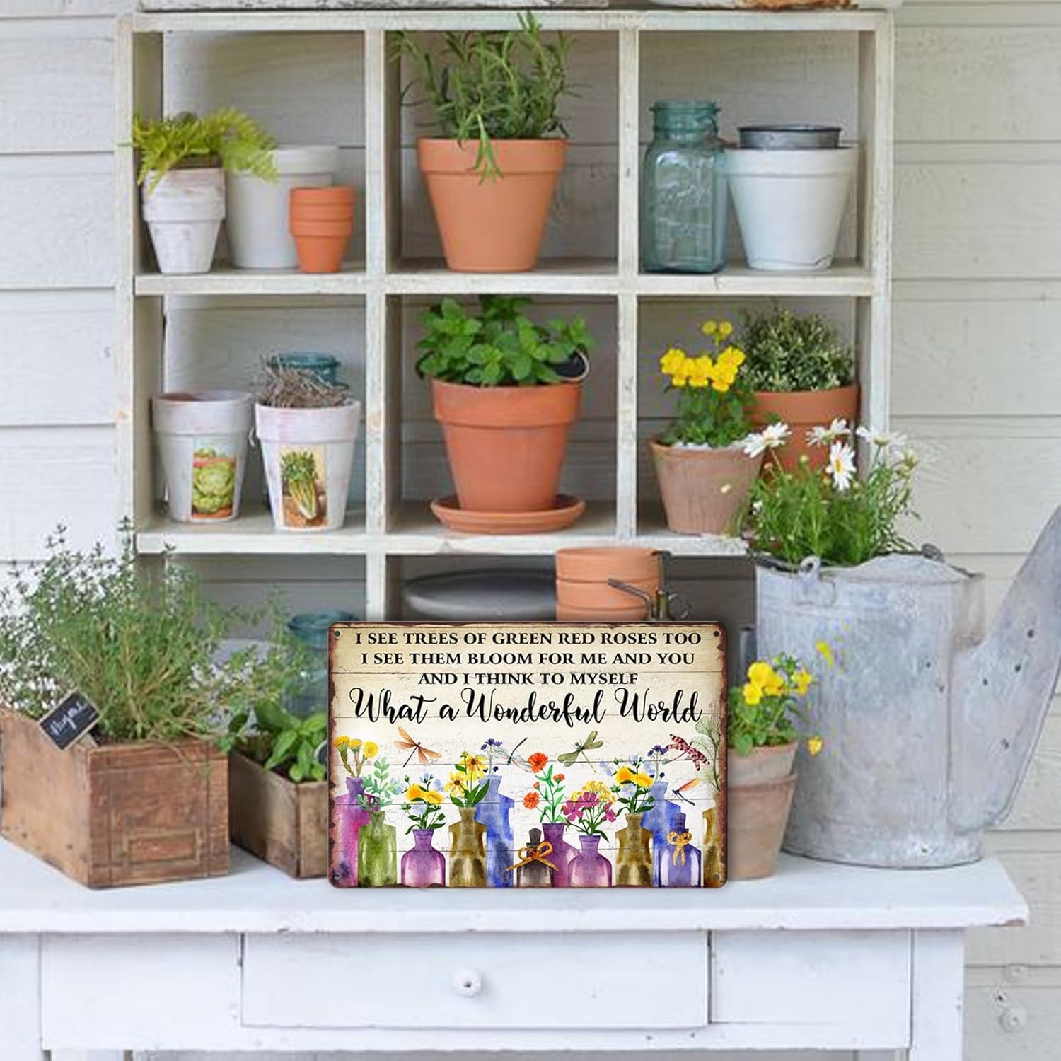 Beautiful Vintage Flower Market Wall Art – 8×12 Metal Sign for Indoor & Outdoor