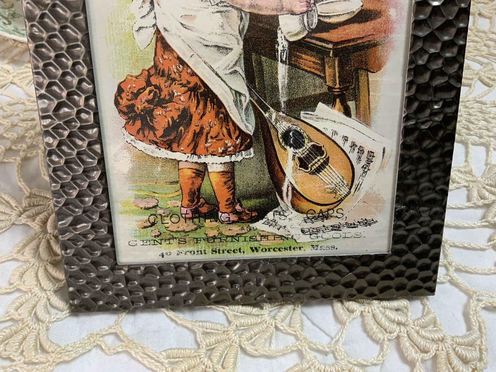 Vintage Antique Framed Victorian Trade Card, Late 1800’s, Young Girl With Chair