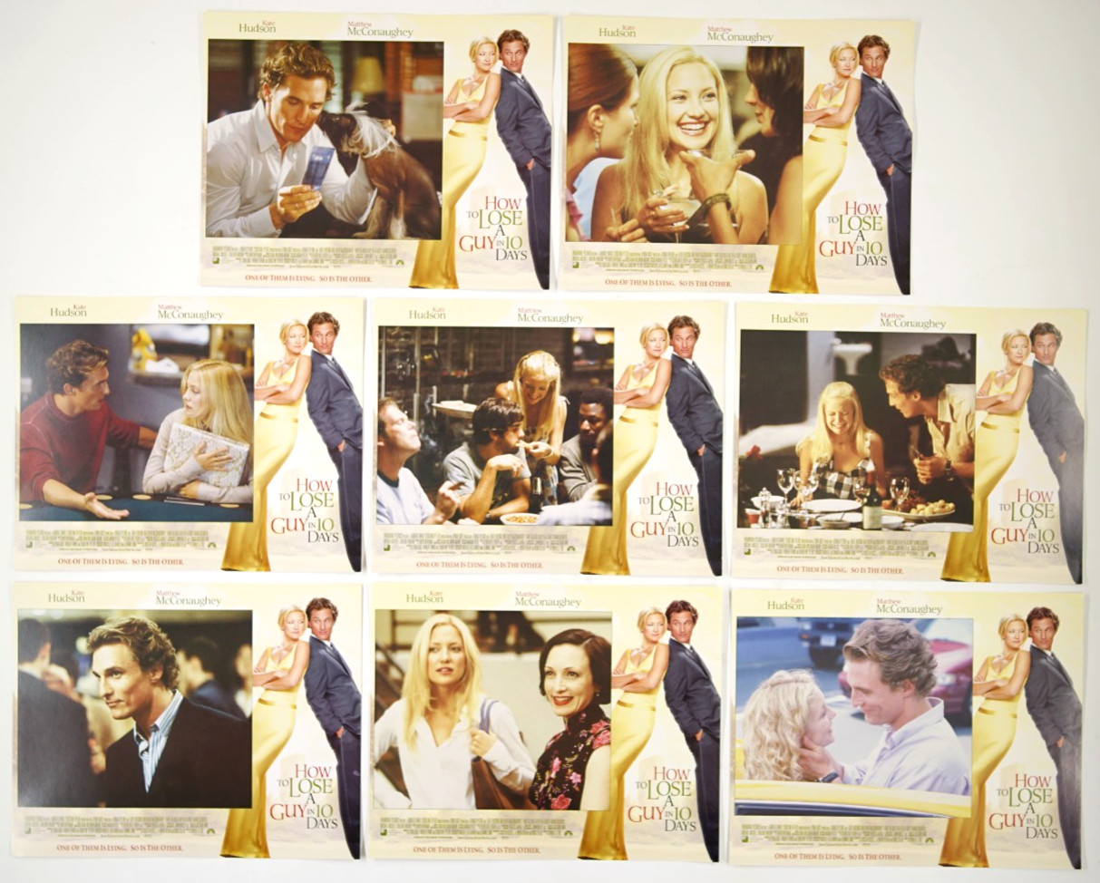 HOW TO LOSE A GUY IN 10 DAYS Set of 8 Movie Lobby Cards 2003 HUDSON, MCCONAUGHEY